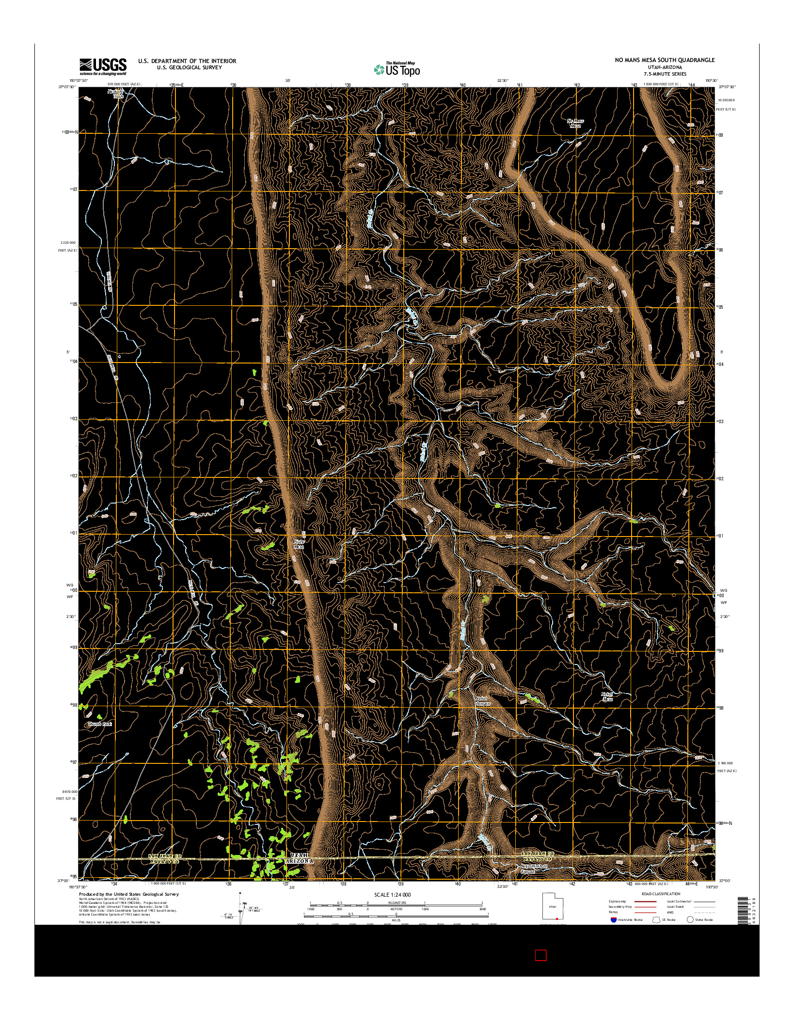 USGS US TOPO 7.5-MINUTE MAP FOR NO MANS MESA SOUTH, UT-AZ 2014
