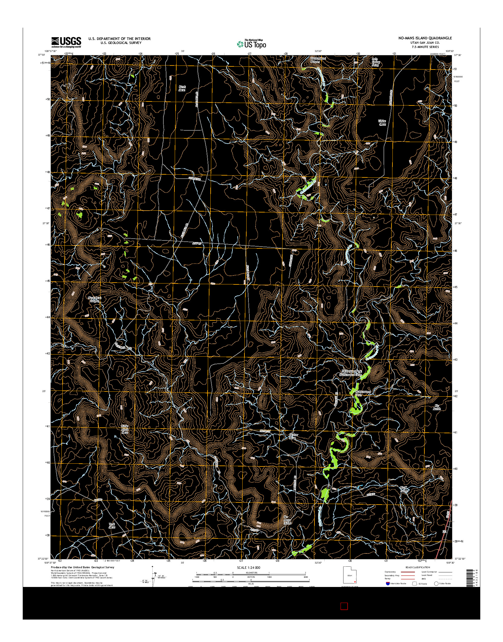 USGS US TOPO 7.5-MINUTE MAP FOR NO-MANS ISLAND, UT 2014