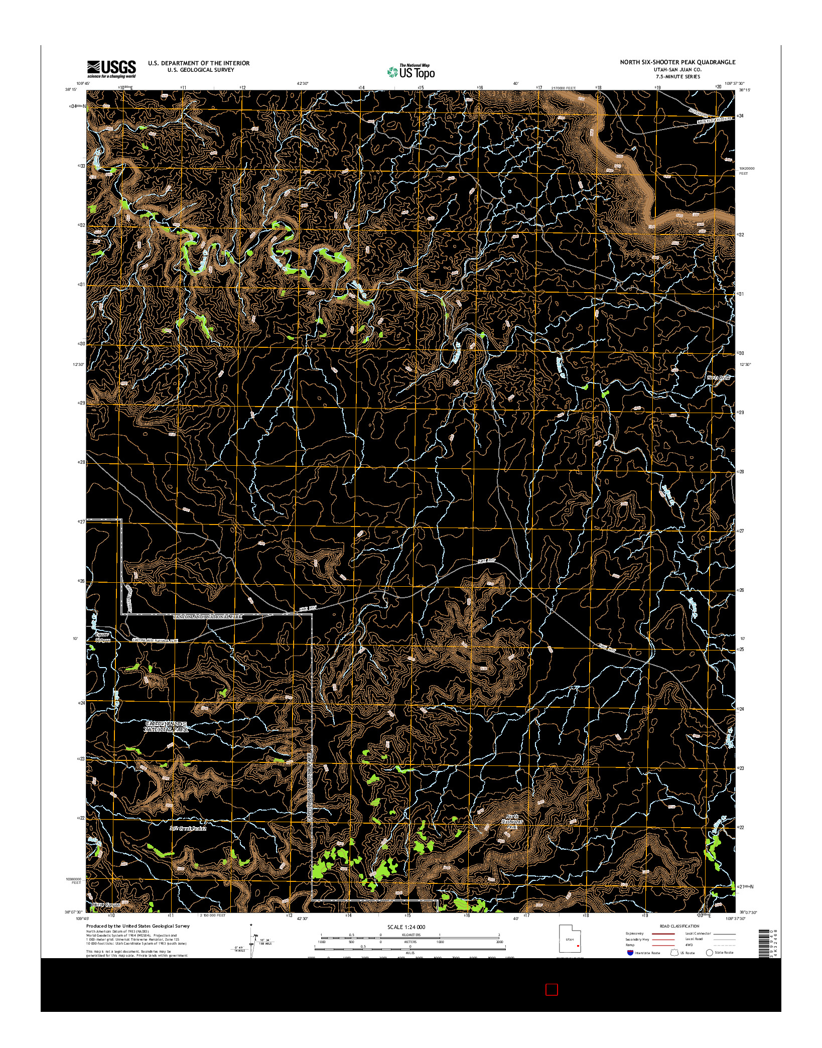 USGS US TOPO 7.5-MINUTE MAP FOR NORTH SIX-SHOOTER PEAK, UT 2014