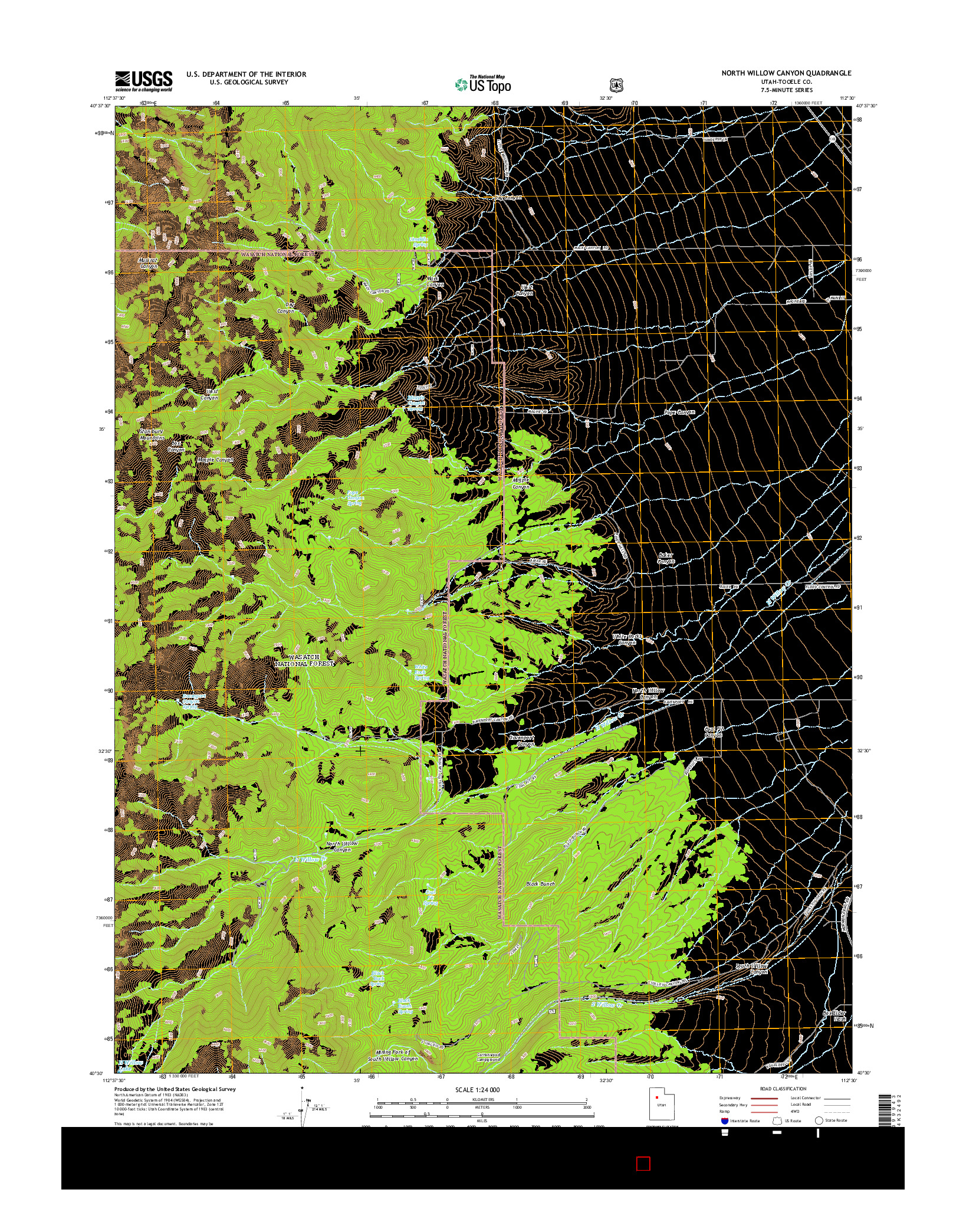 USGS US TOPO 7.5-MINUTE MAP FOR NORTH WILLOW CANYON, UT 2014