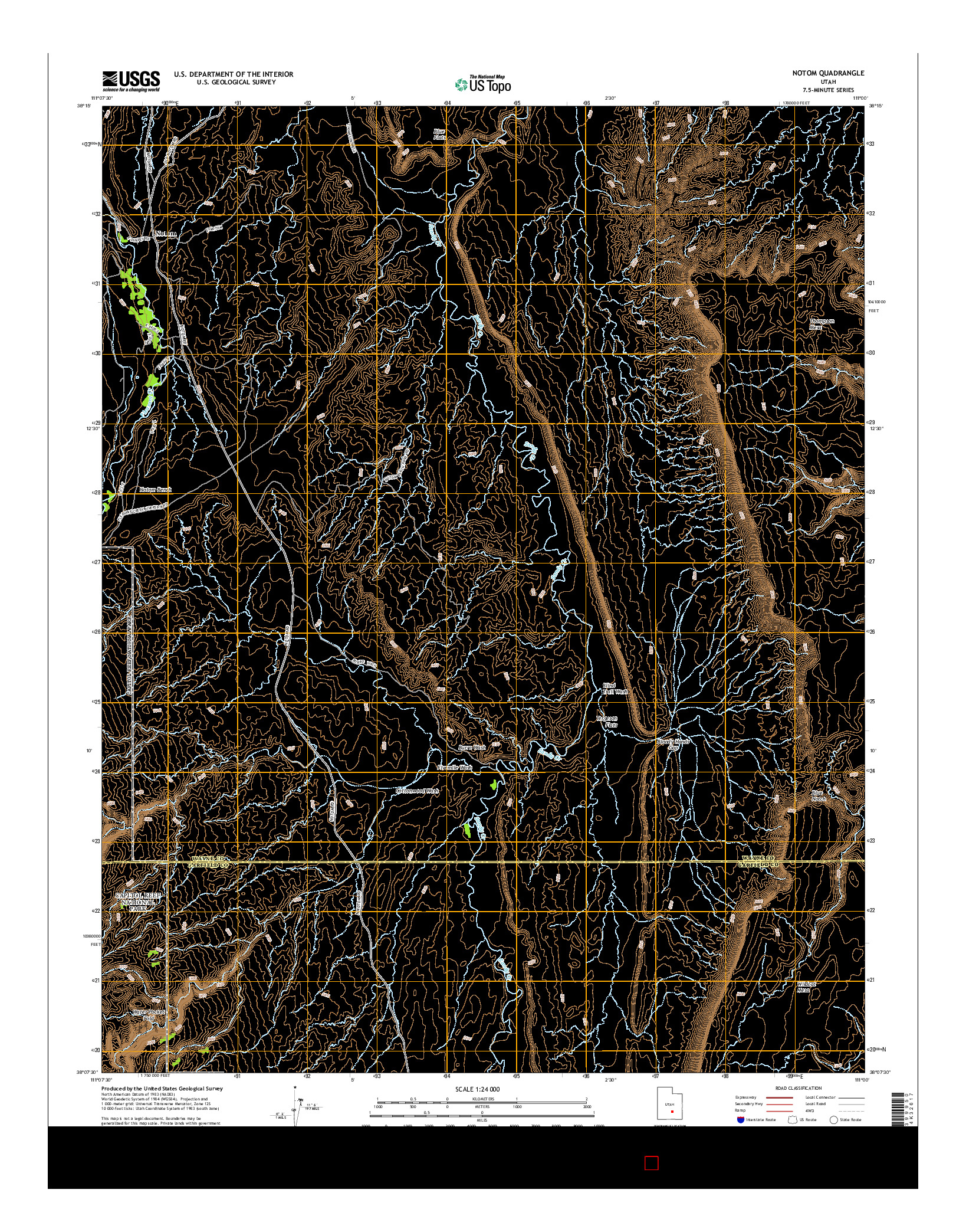 USGS US TOPO 7.5-MINUTE MAP FOR NOTOM, UT 2014