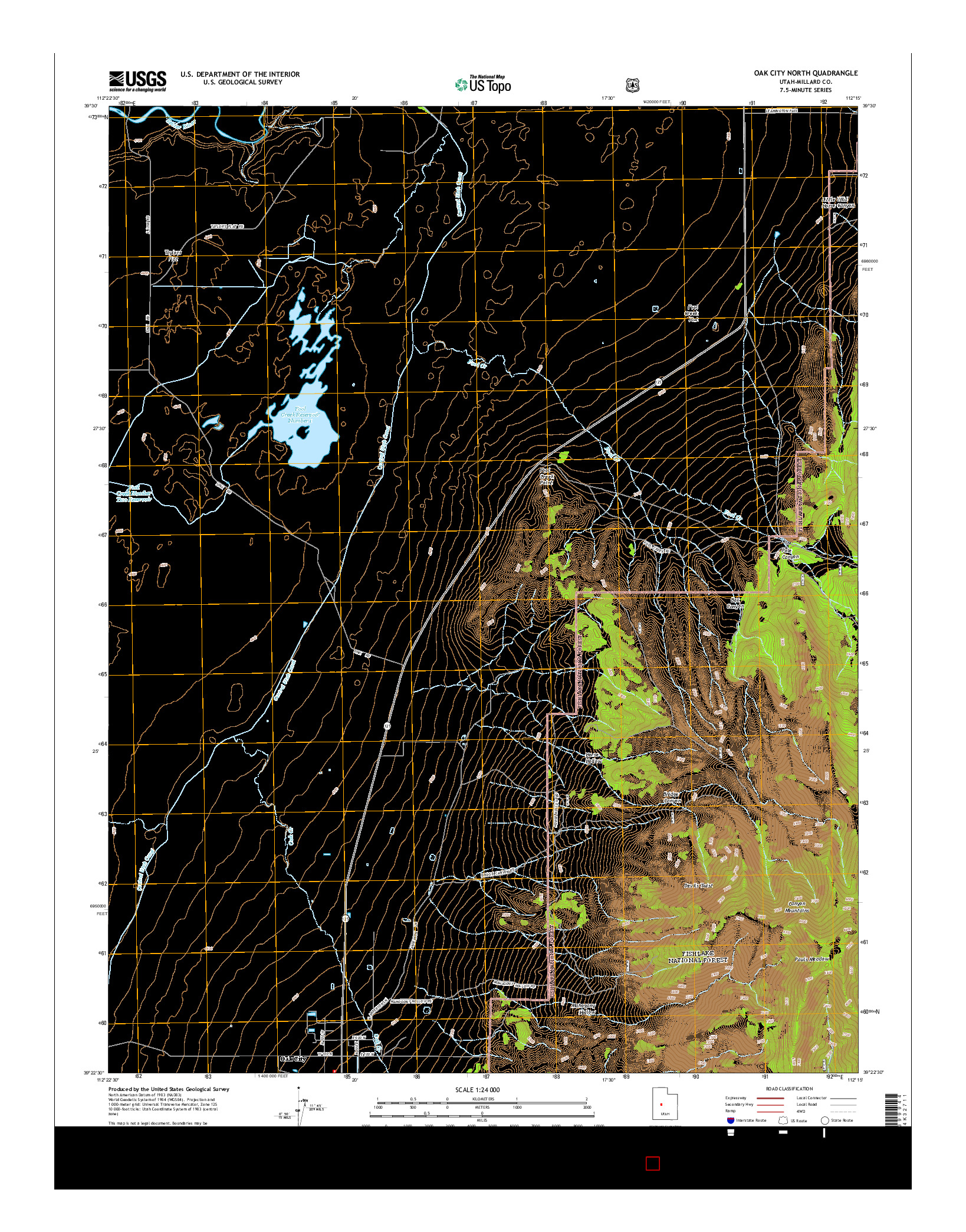 USGS US TOPO 7.5-MINUTE MAP FOR OAK CITY NORTH, UT 2014
