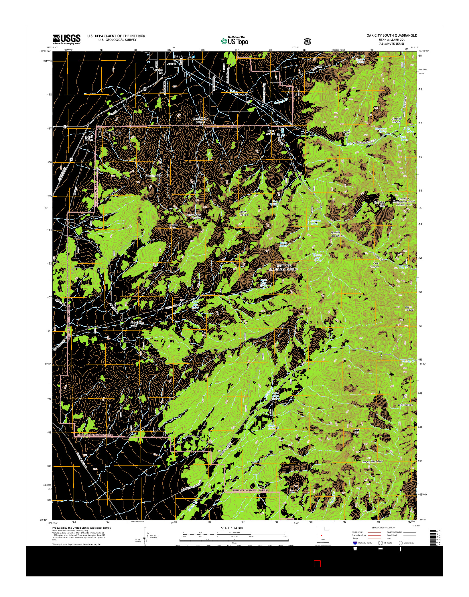 USGS US TOPO 7.5-MINUTE MAP FOR OAK CITY SOUTH, UT 2014