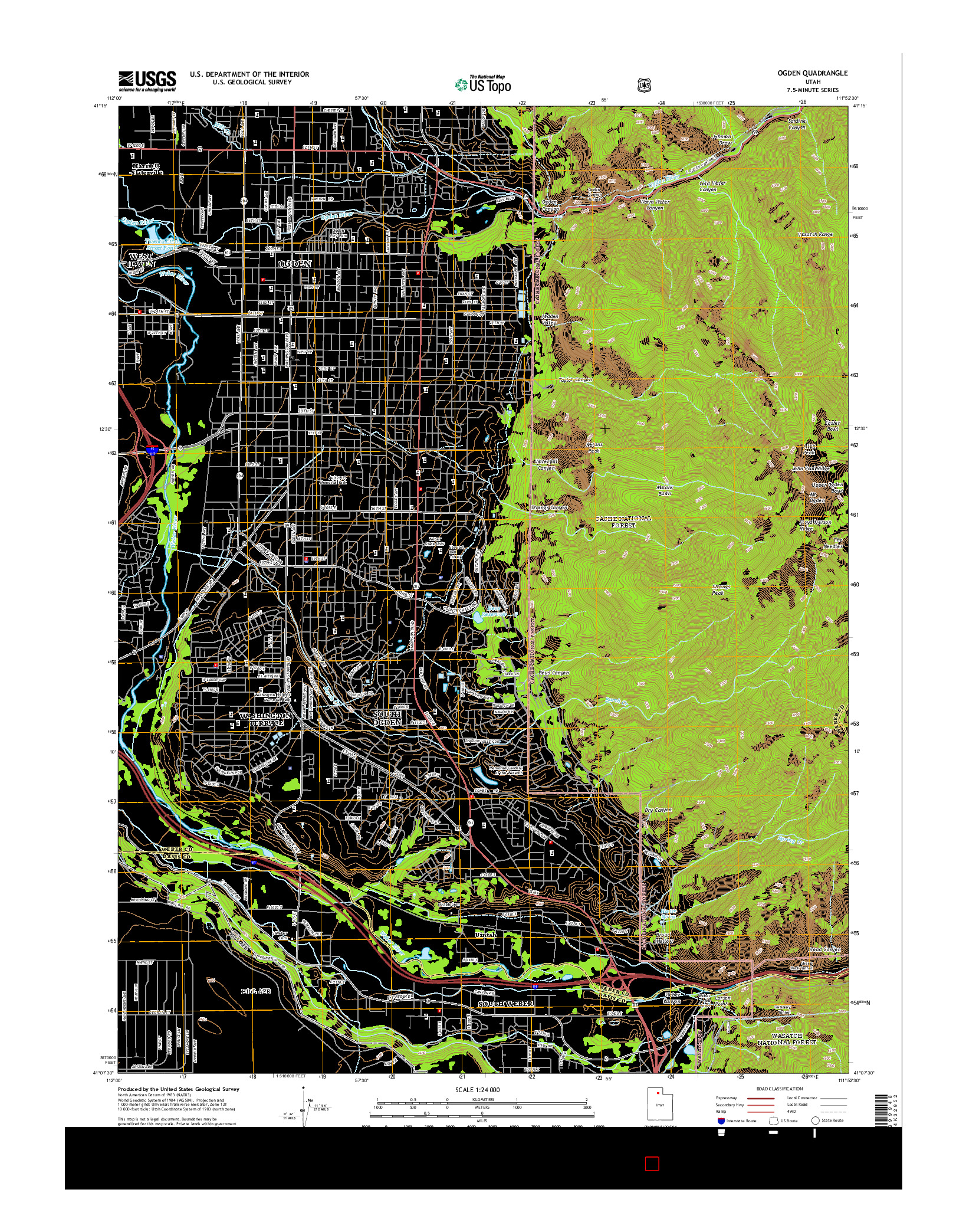 USGS US TOPO 7.5-MINUTE MAP FOR OGDEN, UT 2014
