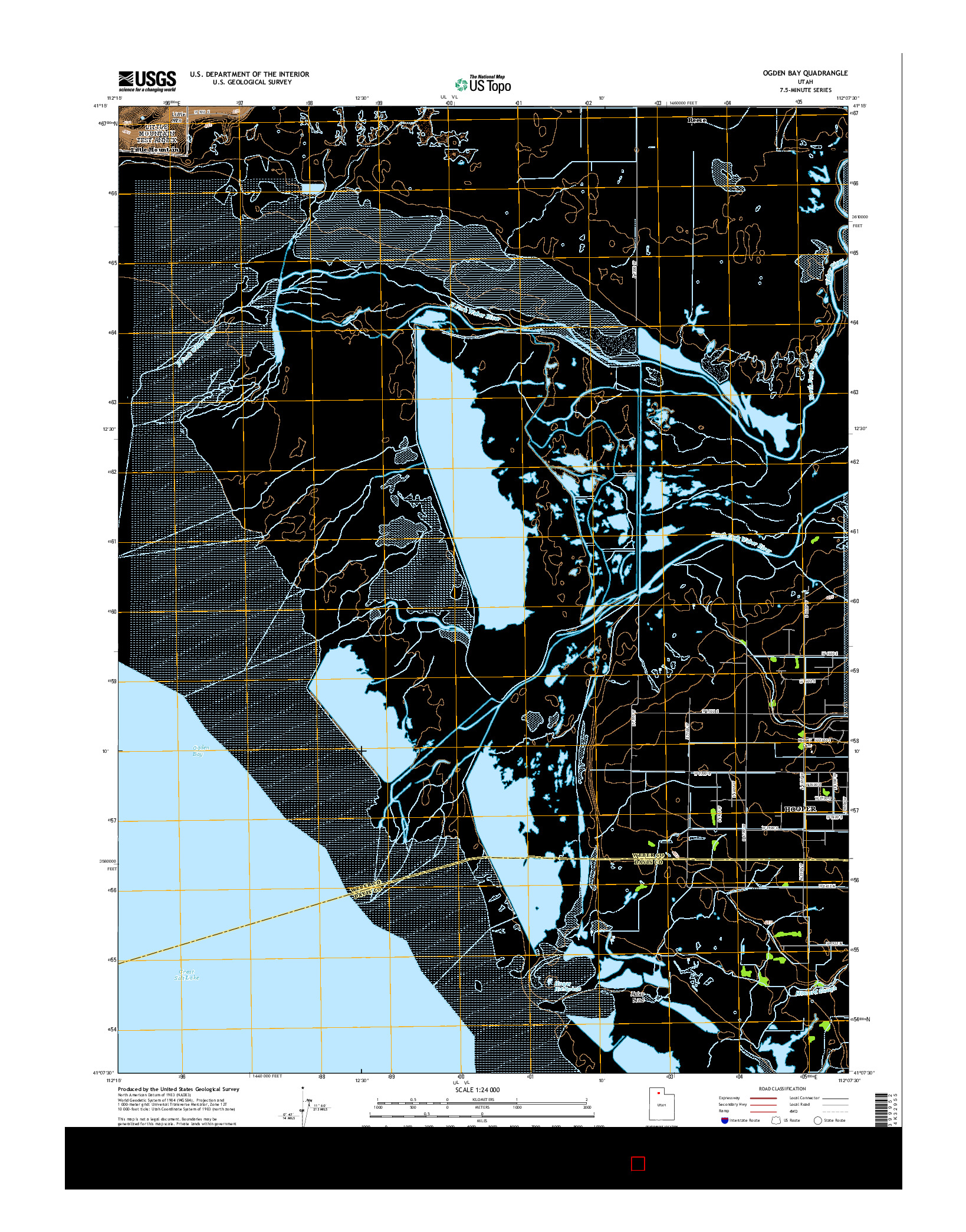 USGS US TOPO 7.5-MINUTE MAP FOR OGDEN BAY, UT 2014