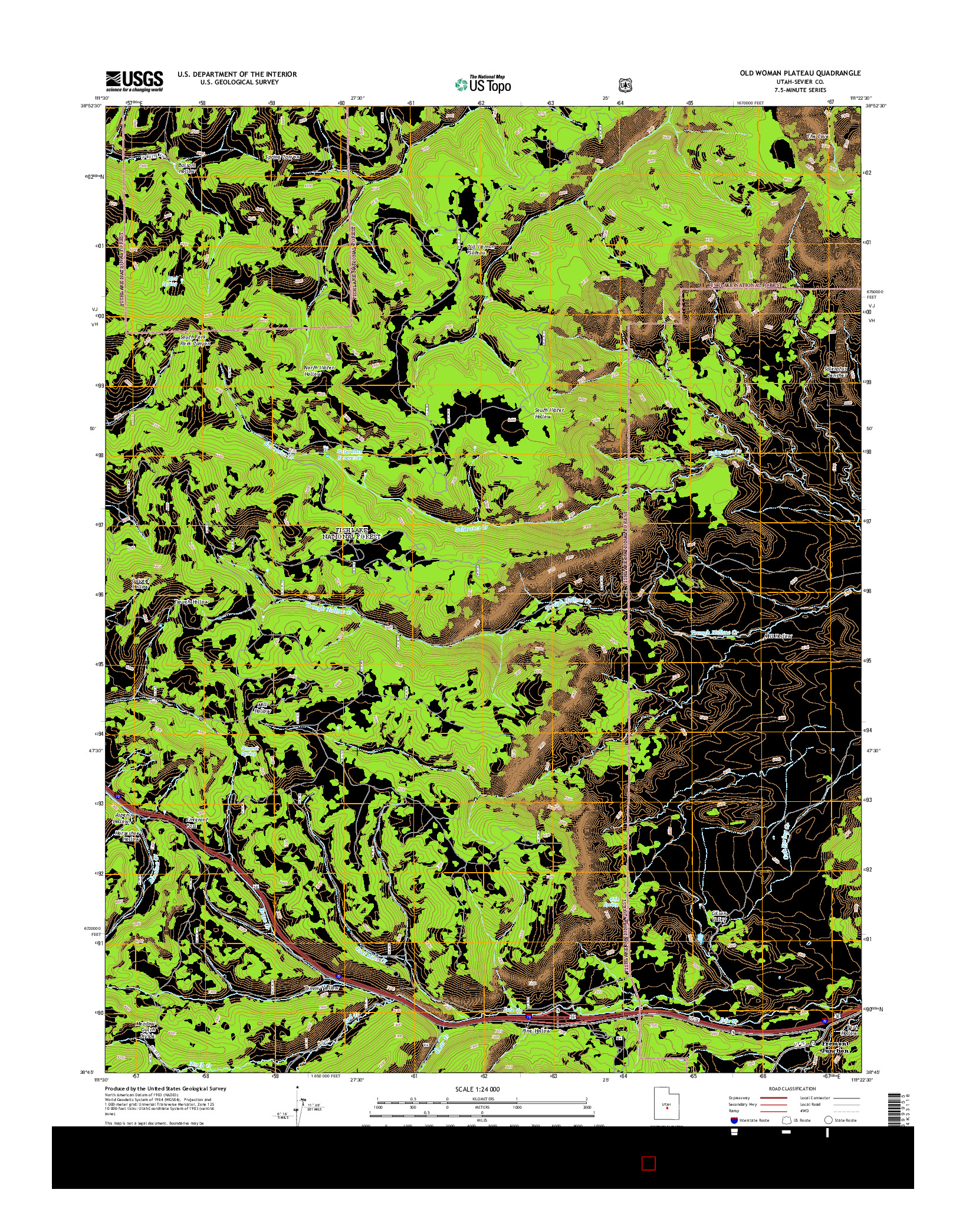 USGS US TOPO 7.5-MINUTE MAP FOR OLD WOMAN PLATEAU, UT 2014