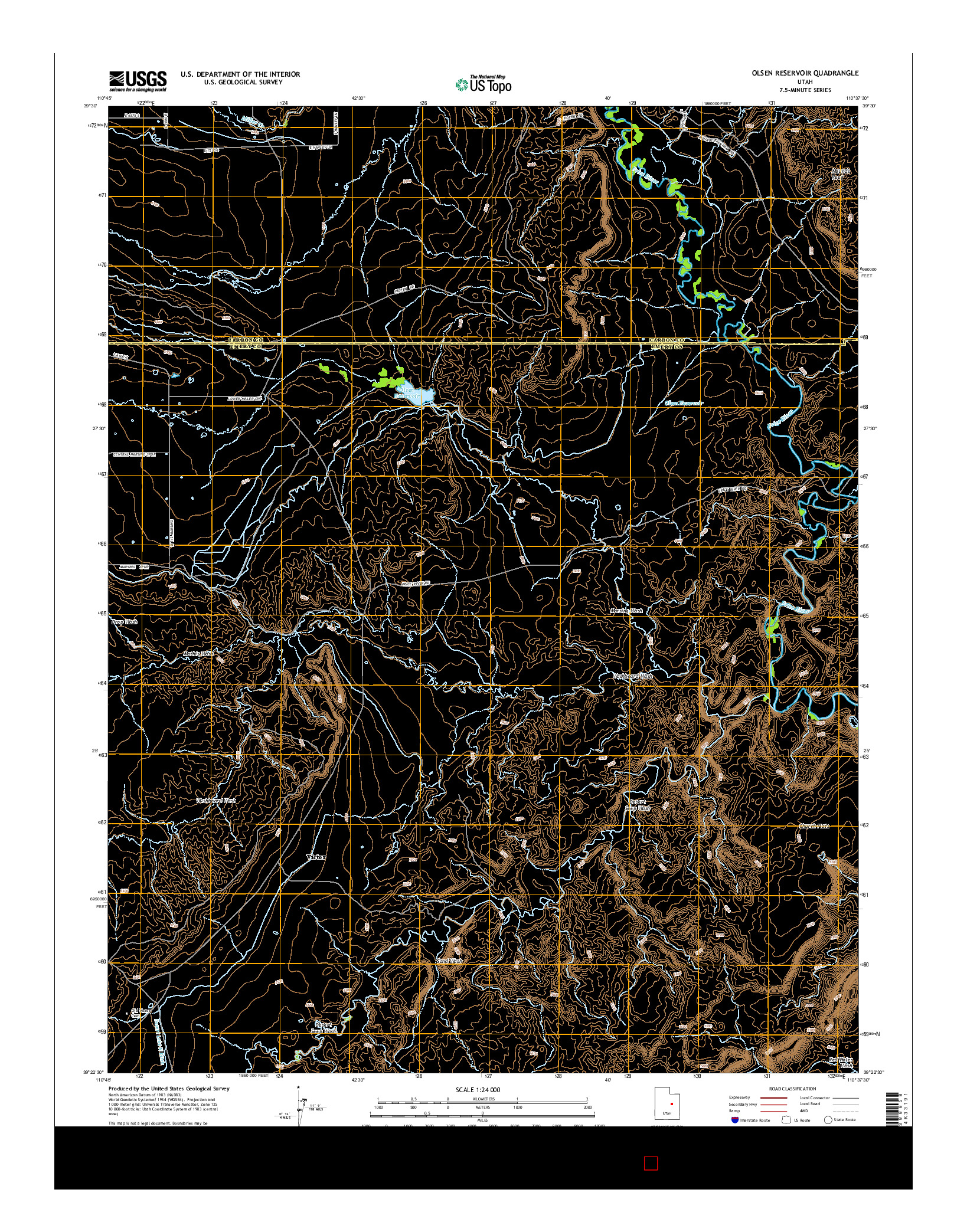 USGS US TOPO 7.5-MINUTE MAP FOR OLSEN RESERVOIR, UT 2014