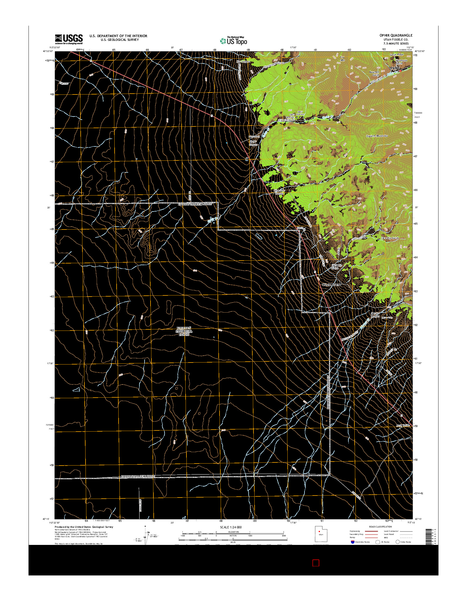 USGS US TOPO 7.5-MINUTE MAP FOR OPHIR, UT 2014