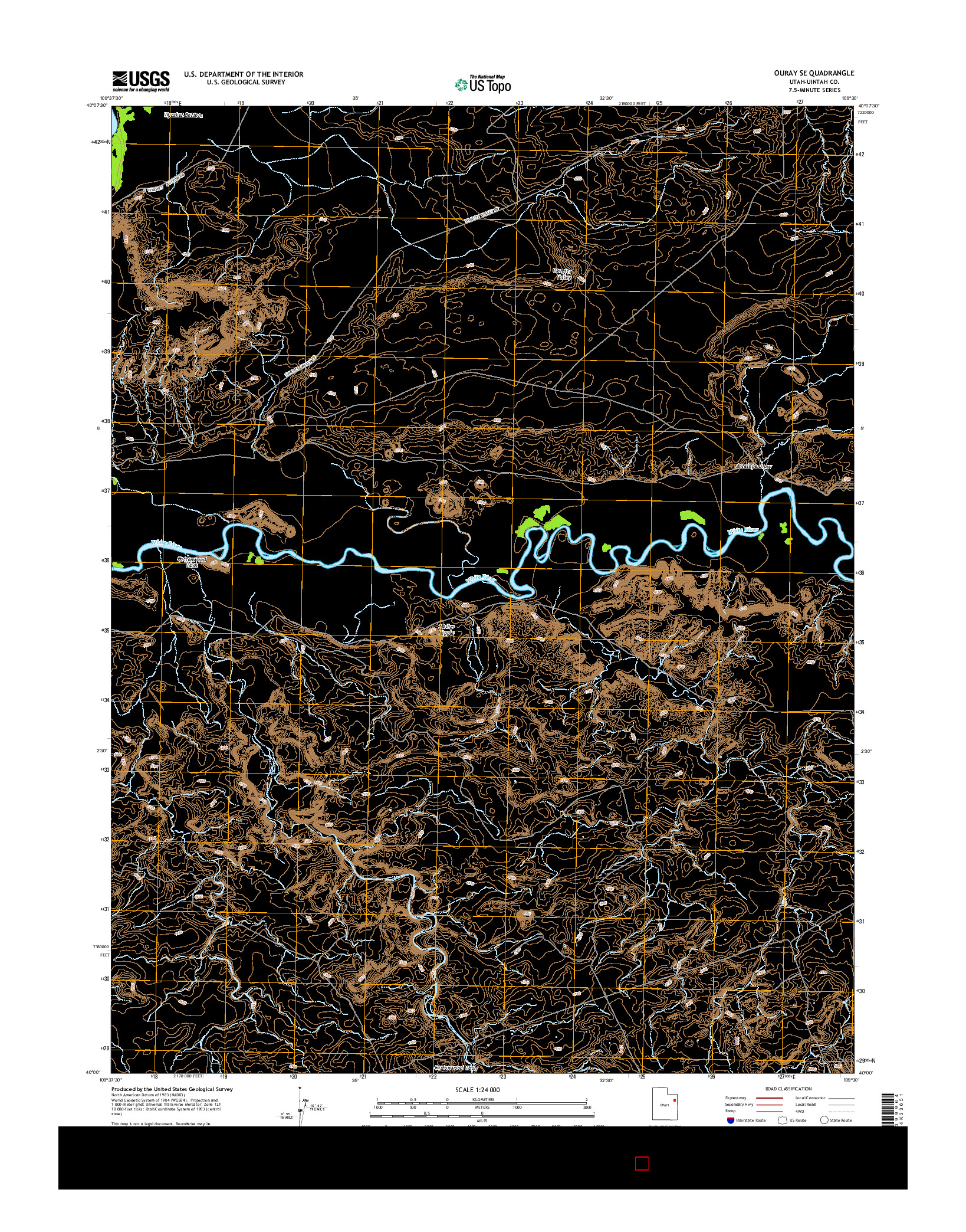 USGS US TOPO 7.5-MINUTE MAP FOR OURAY SE, UT 2014