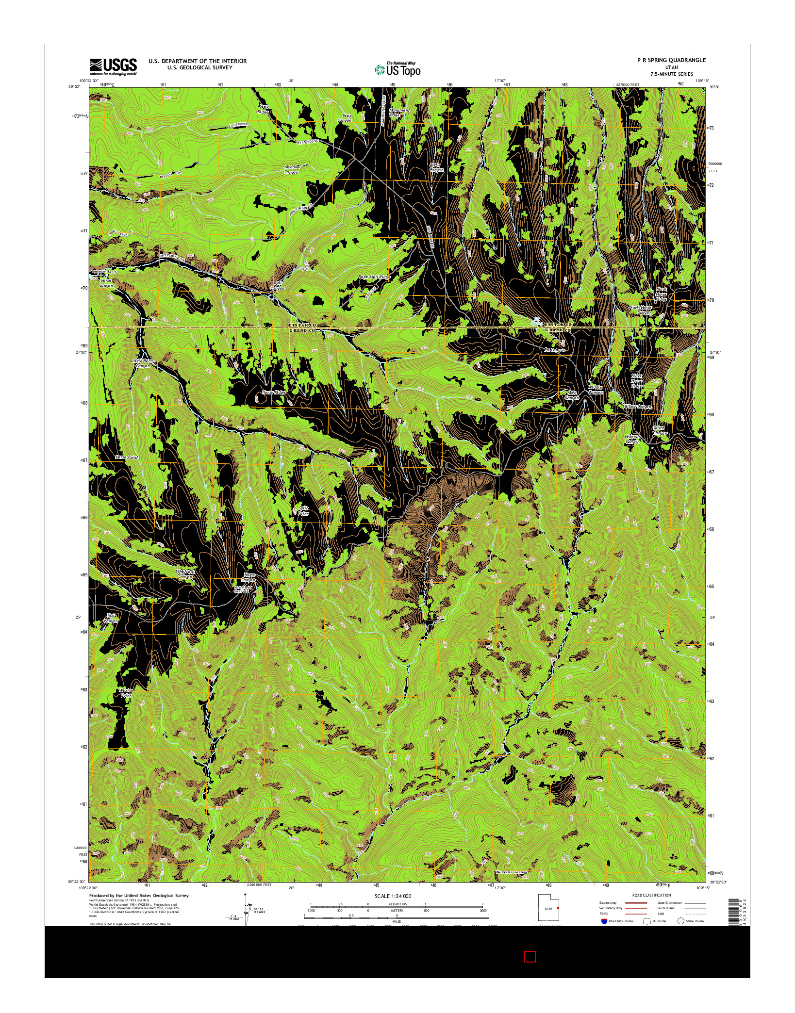 USGS US TOPO 7.5-MINUTE MAP FOR P R SPRING, UT 2014