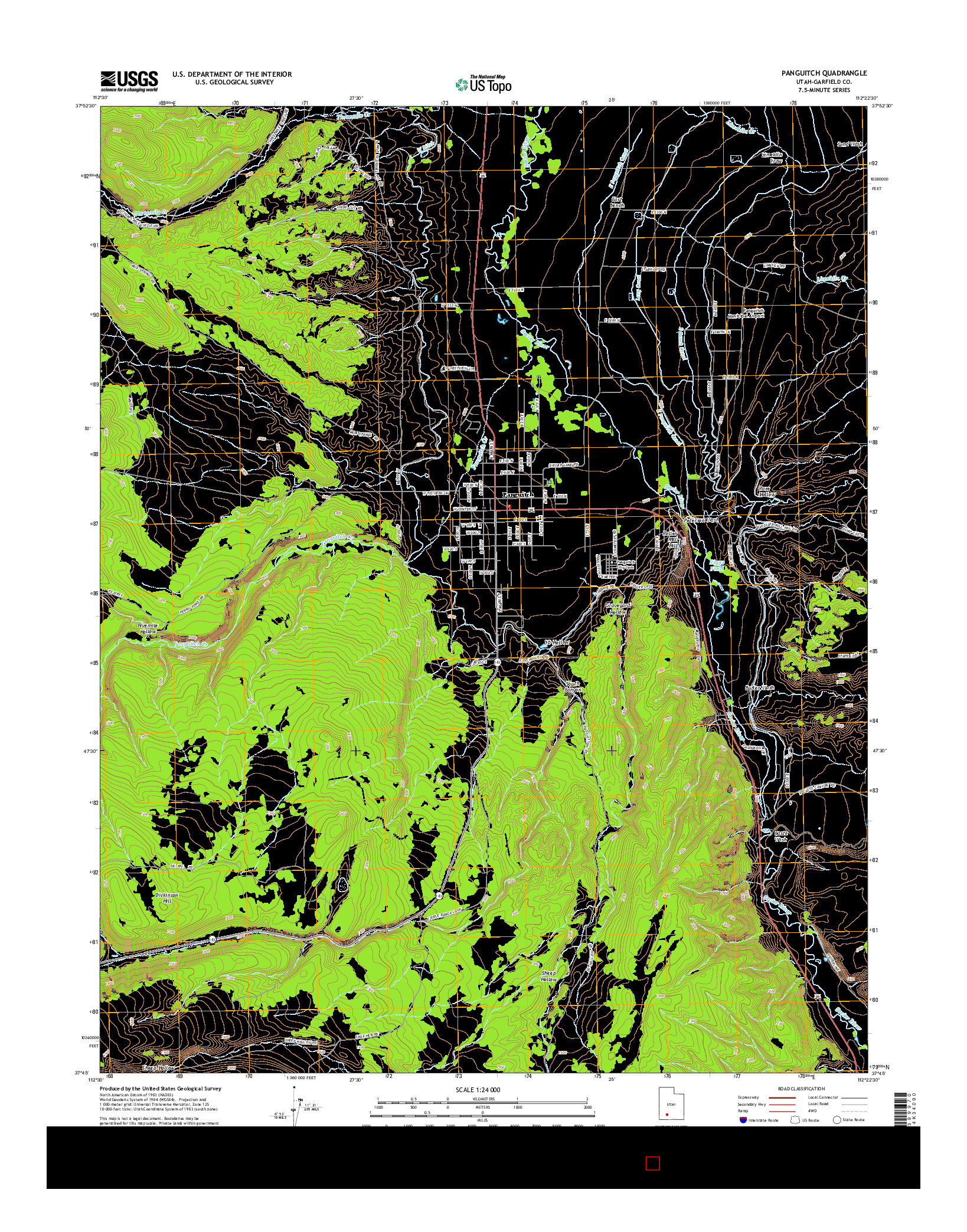 USGS US TOPO 7.5-MINUTE MAP FOR PANGUITCH, UT 2014