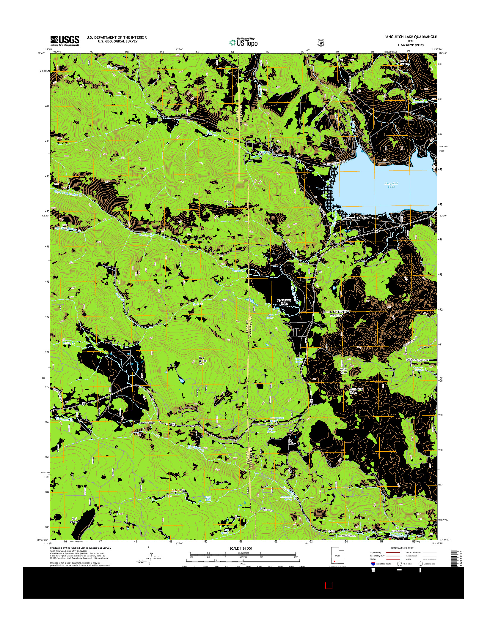 USGS US TOPO 7.5-MINUTE MAP FOR PANGUITCH LAKE, UT 2014