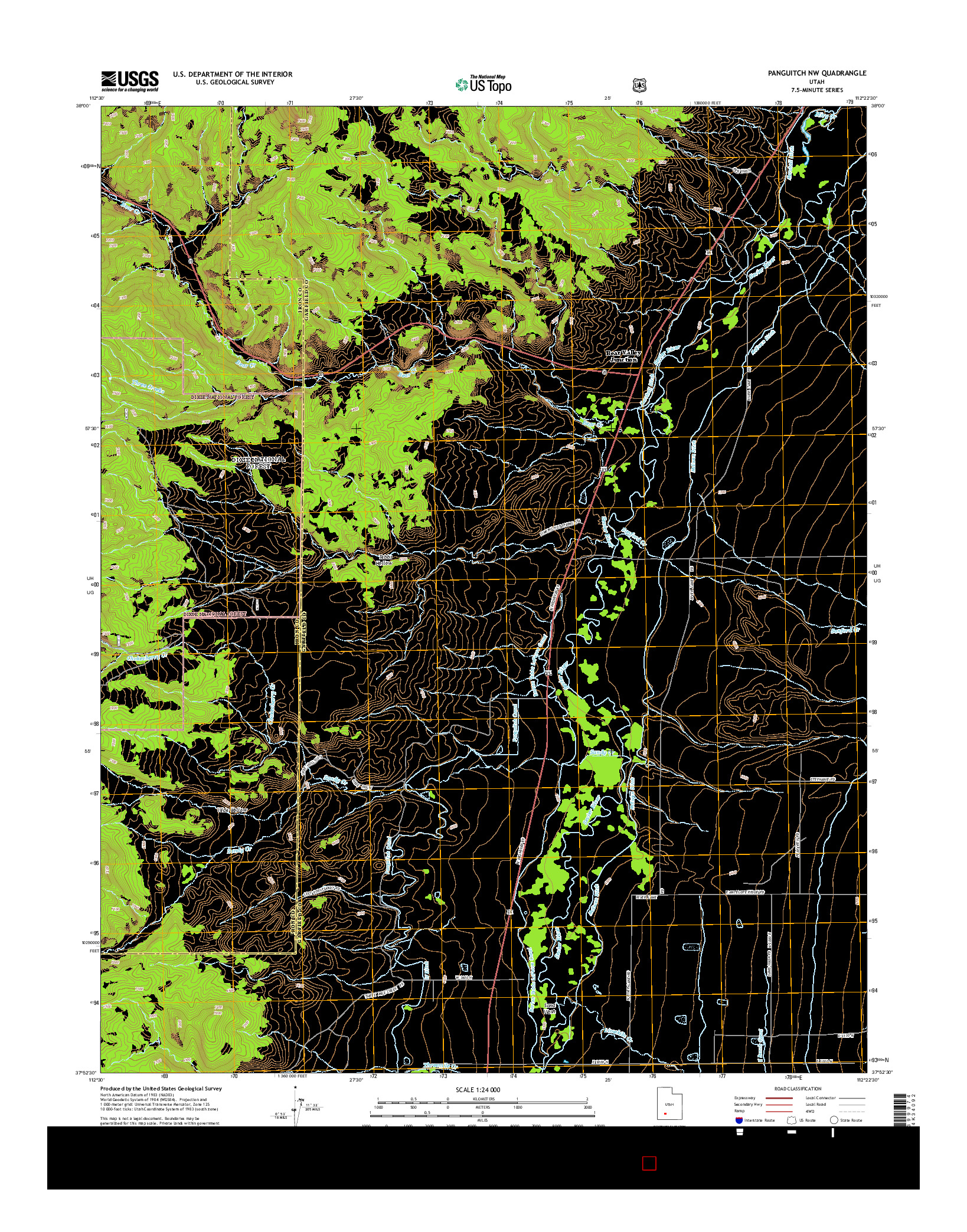 USGS US TOPO 7.5-MINUTE MAP FOR PANGUITCH NW, UT 2014