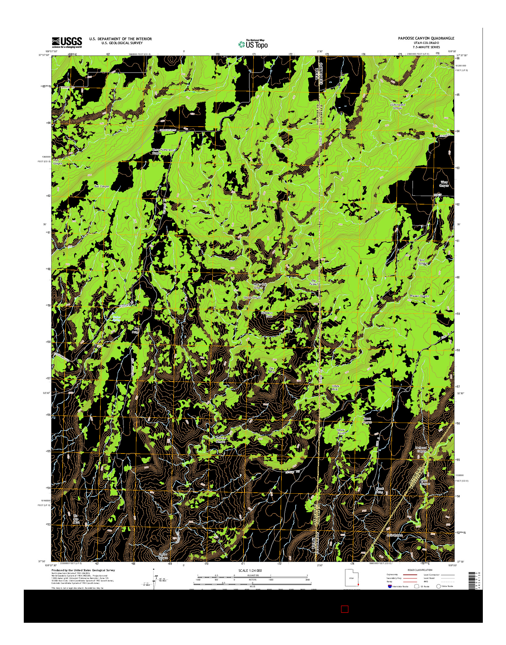 USGS US TOPO 7.5-MINUTE MAP FOR PAPOOSE CANYON, UT-CO 2014