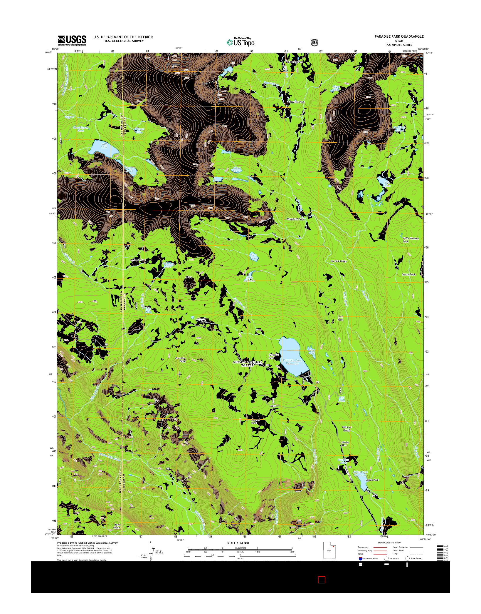 USGS US TOPO 7.5-MINUTE MAP FOR PARADISE PARK, UT 2014