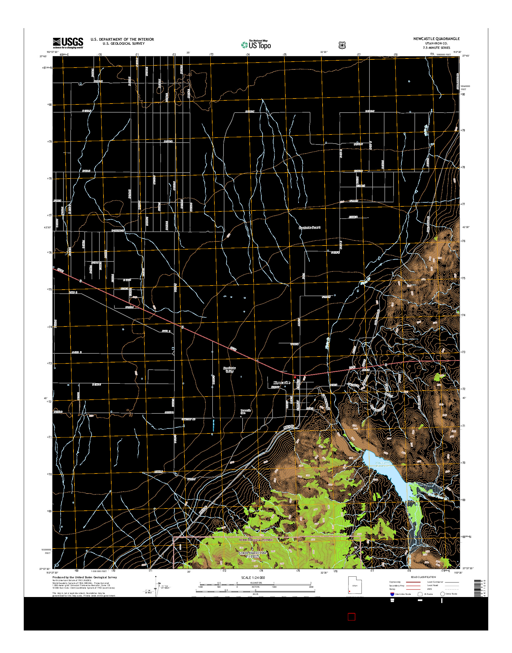 USGS US TOPO 7.5-MINUTE MAP FOR NEWCASTLE, UT 2014