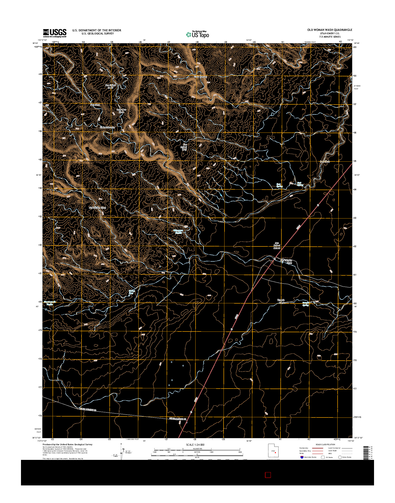 USGS US TOPO 7.5-MINUTE MAP FOR OLD WOMAN WASH, UT 2014