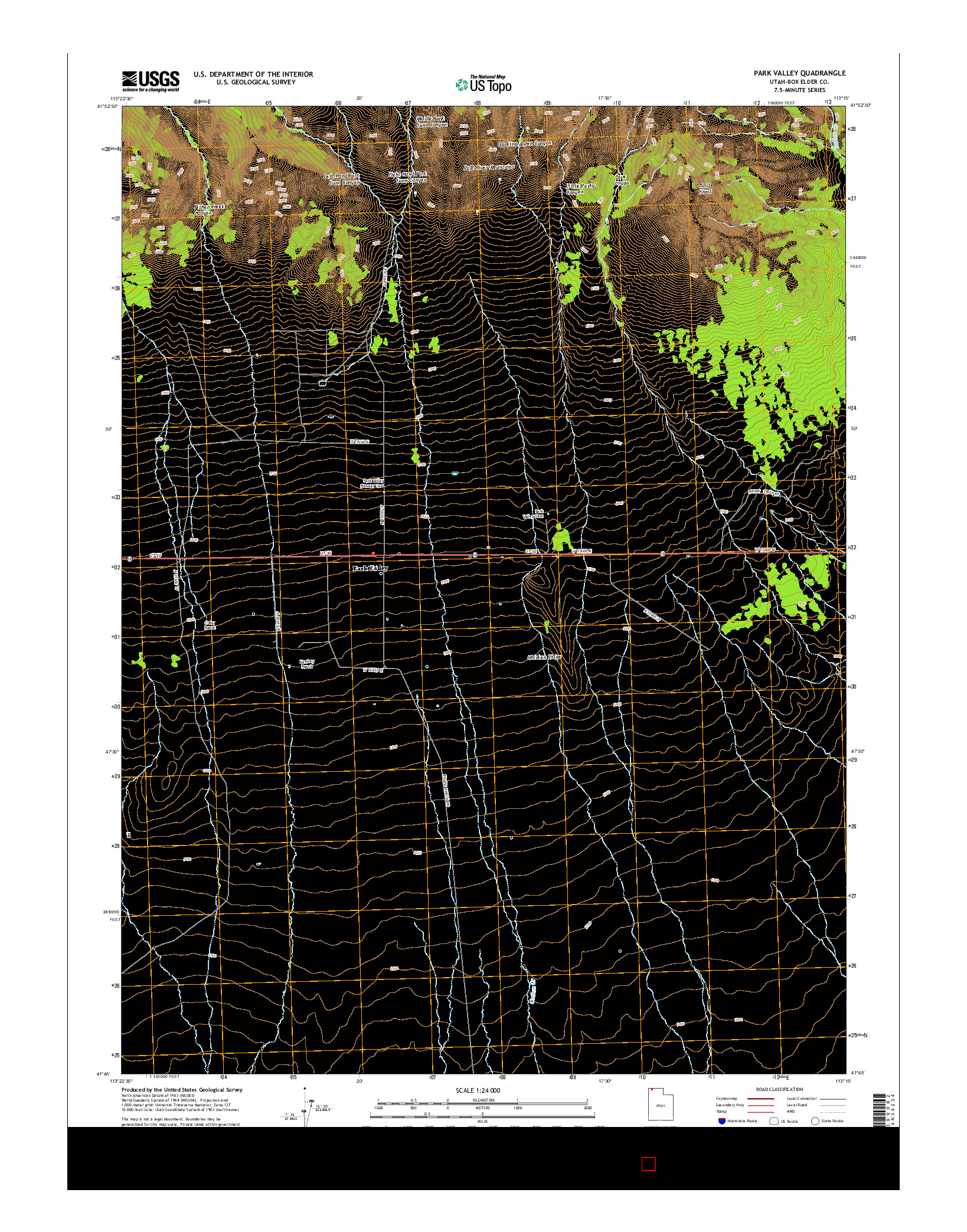USGS US TOPO 7.5-MINUTE MAP FOR PARK VALLEY, UT 2014
