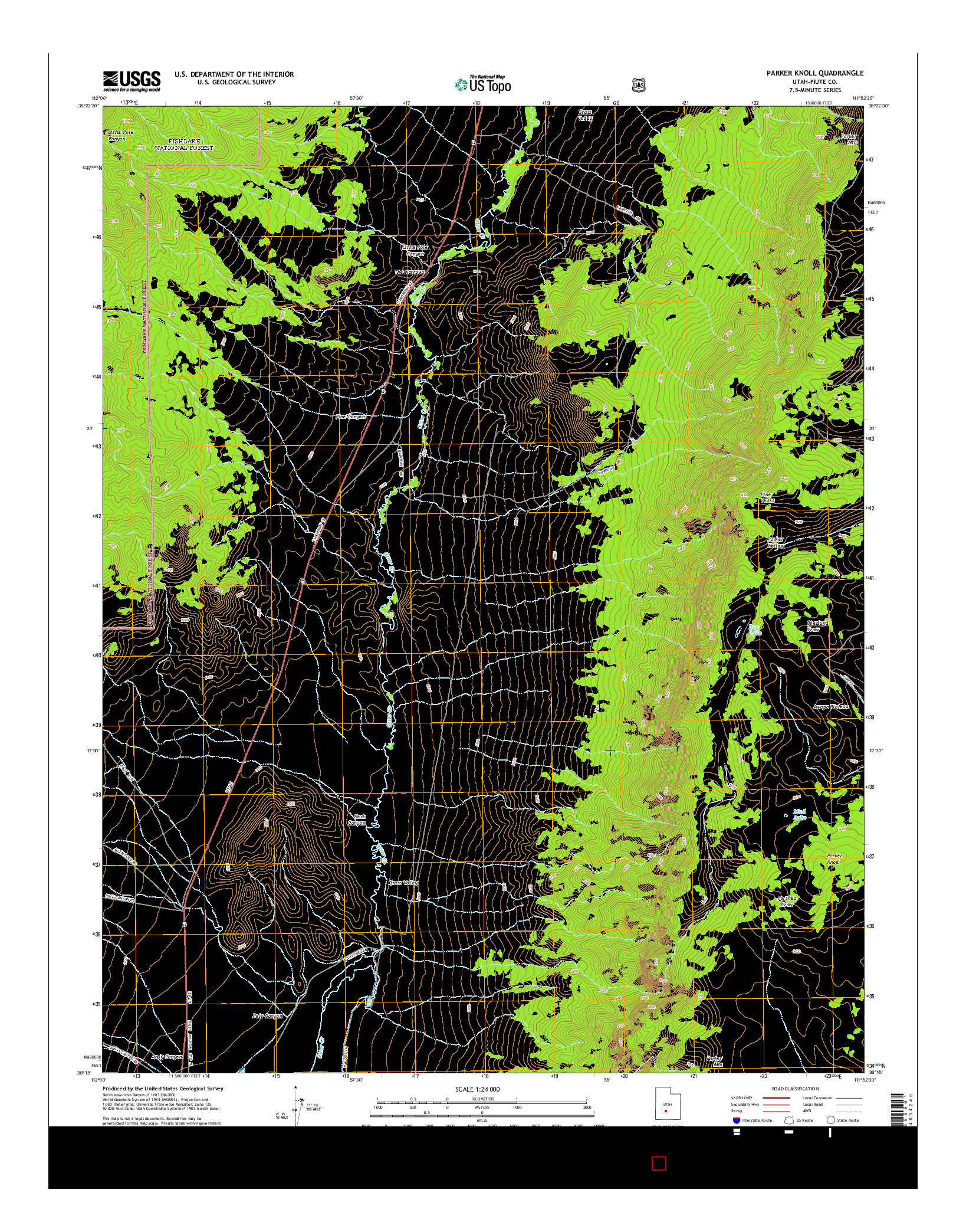 USGS US TOPO 7.5-MINUTE MAP FOR PARKER KNOLL, UT 2014