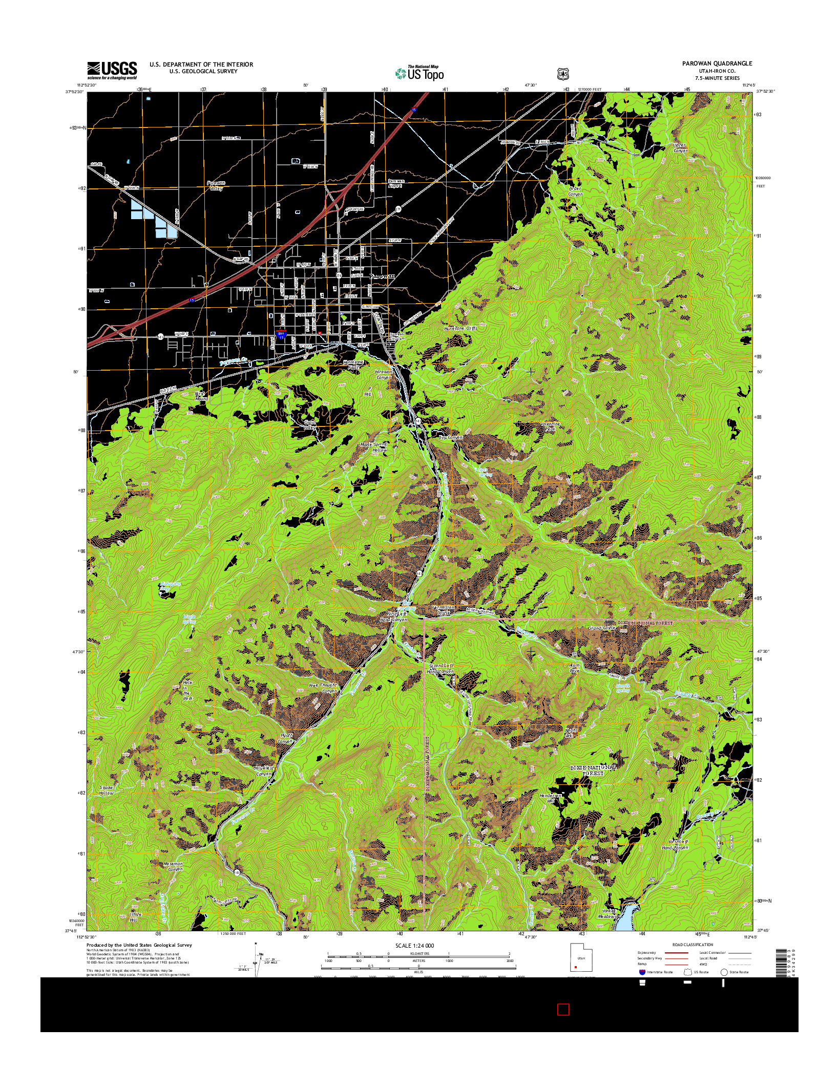 USGS US TOPO 7.5-MINUTE MAP FOR PAROWAN, UT 2014