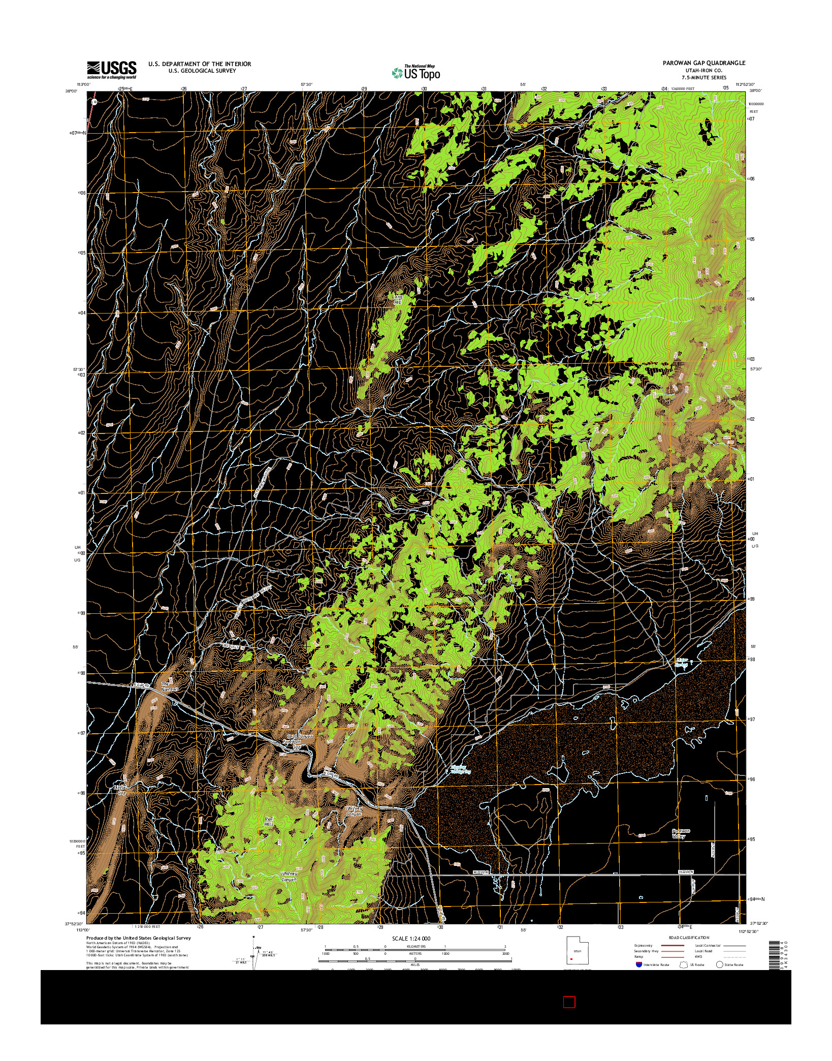 USGS US TOPO 7.5-MINUTE MAP FOR PAROWAN GAP, UT 2014