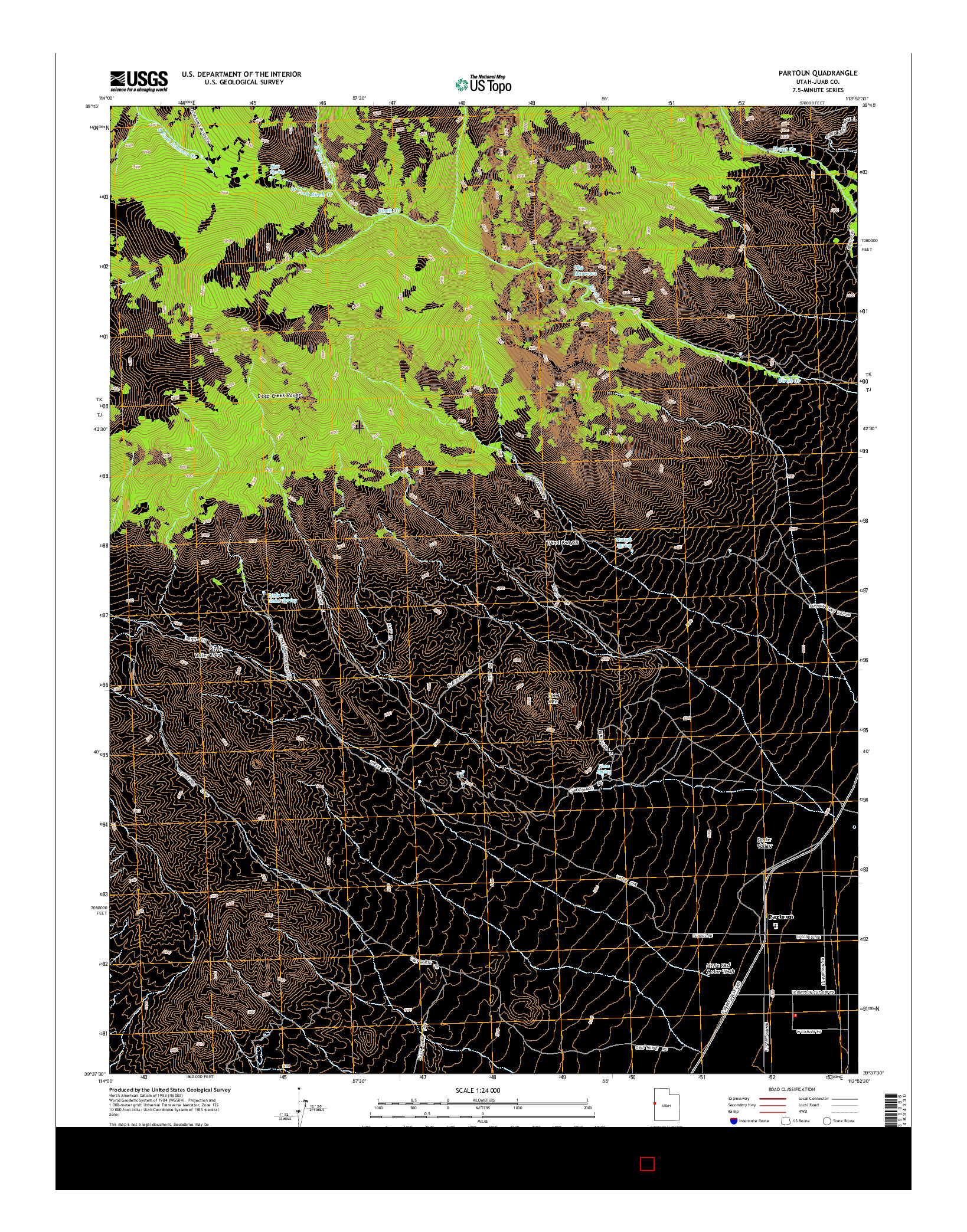 USGS US TOPO 7.5-MINUTE MAP FOR PARTOUN, UT 2014