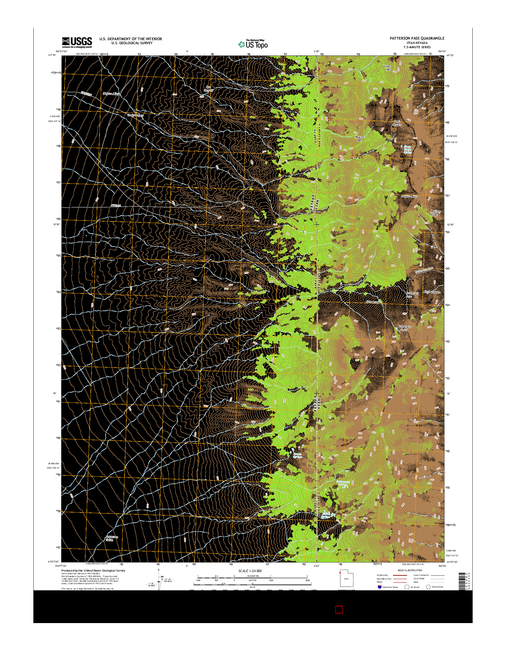 USGS US TOPO 7.5-MINUTE MAP FOR PATTERSON PASS, UT-NV 2014