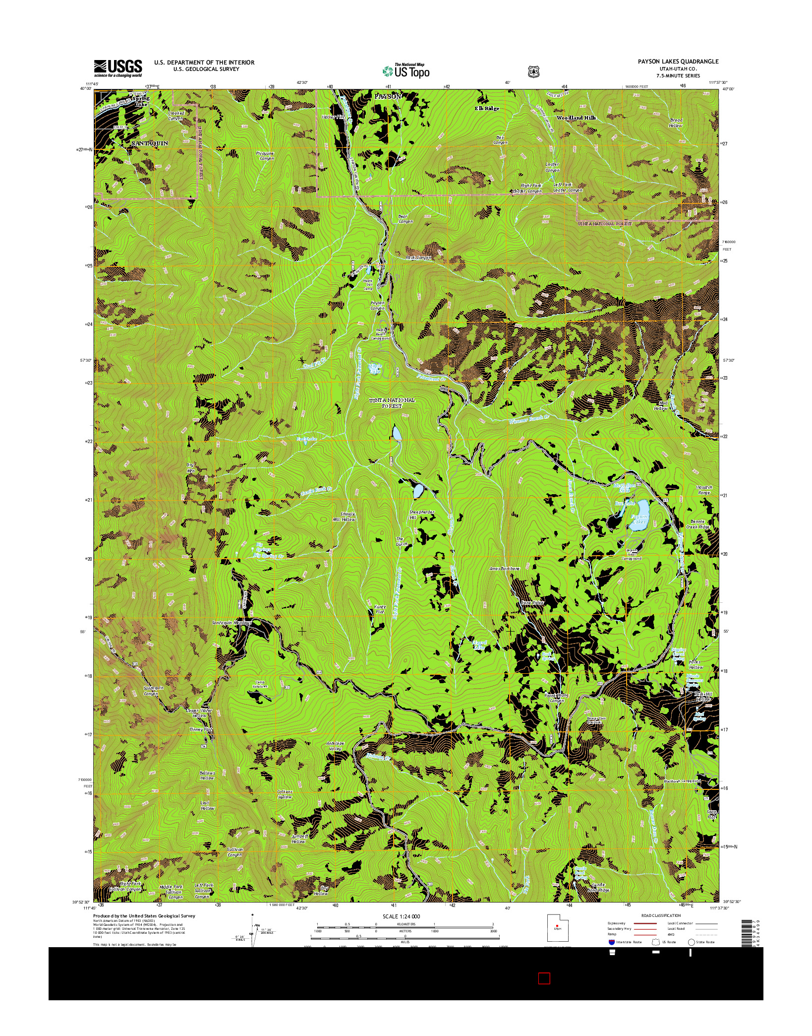 USGS US TOPO 7.5-MINUTE MAP FOR PAYSON LAKES, UT 2014