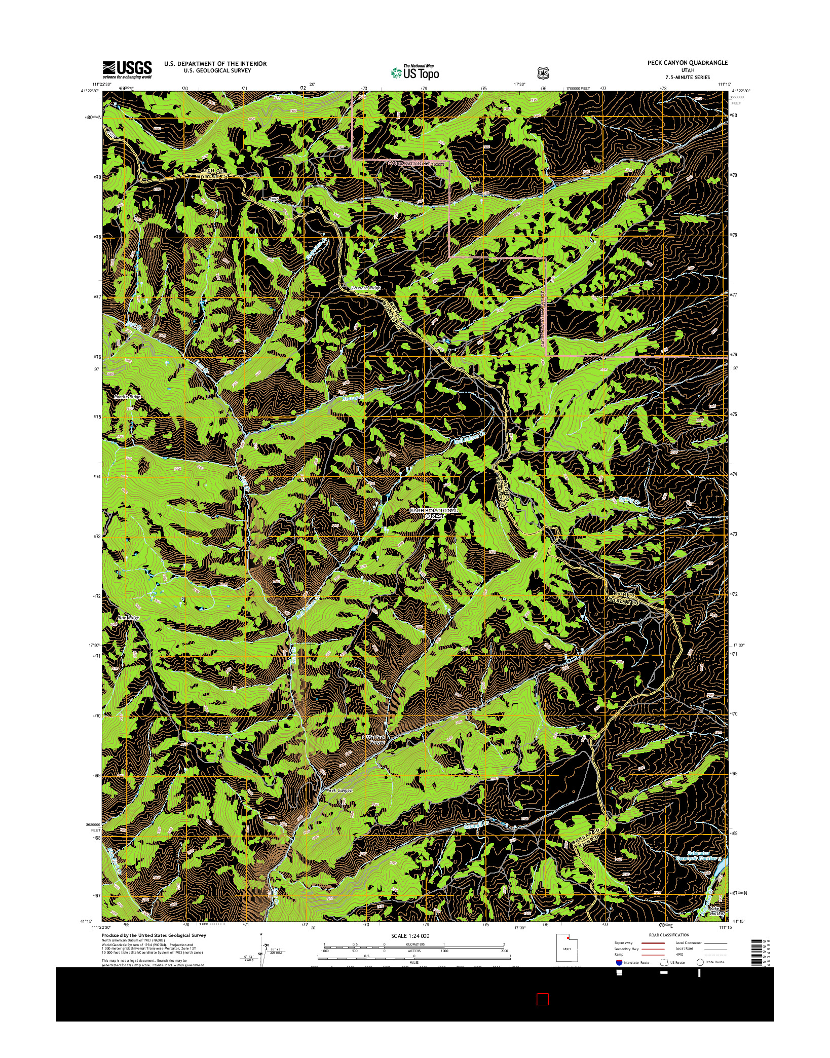 USGS US TOPO 7.5-MINUTE MAP FOR PECK CANYON, UT 2014