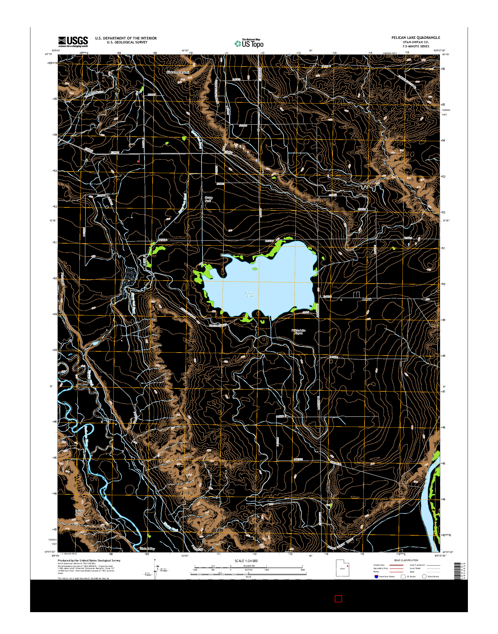 USGS US TOPO 7.5-MINUTE MAP FOR PELICAN LAKE, UT 2014