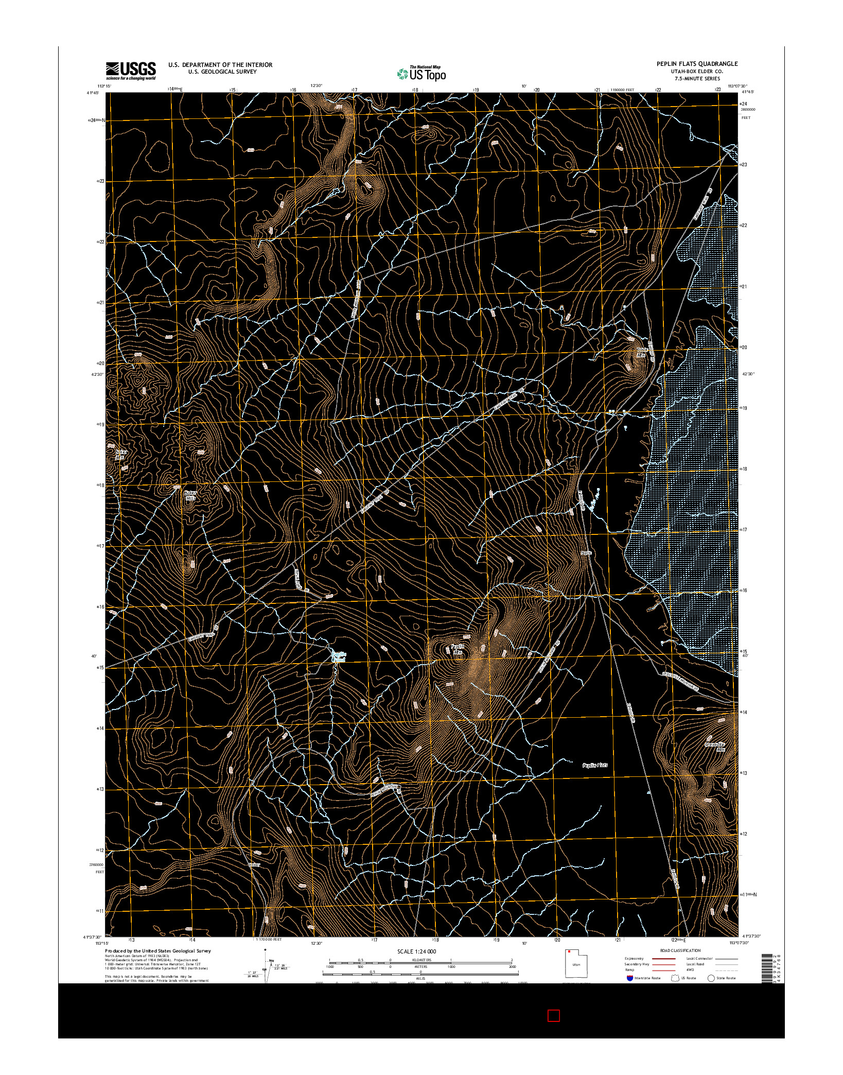 USGS US TOPO 7.5-MINUTE MAP FOR PEPLIN FLATS, UT 2014