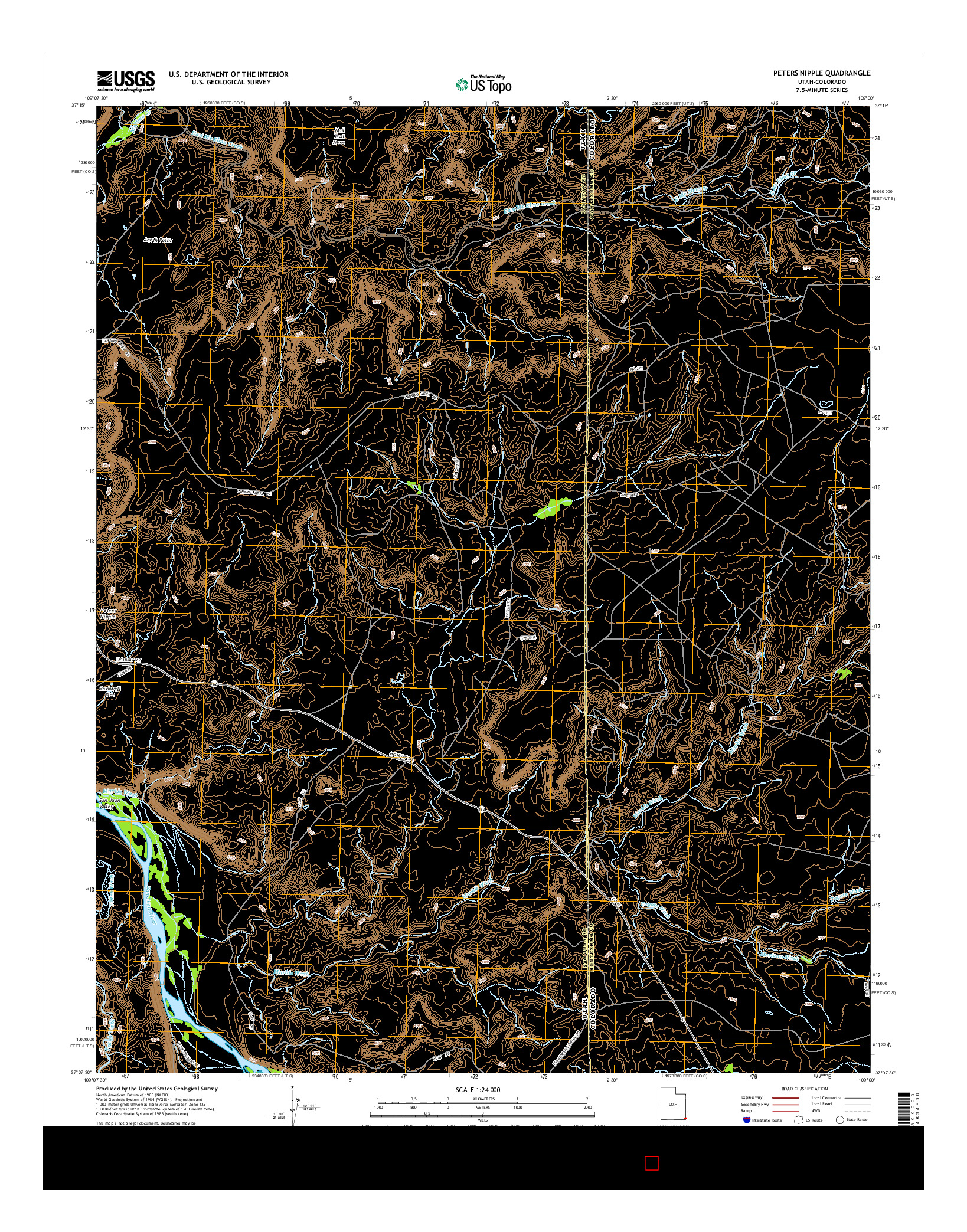 USGS US TOPO 7.5-MINUTE MAP FOR PETERS NIPPLE, UT-CO 2014