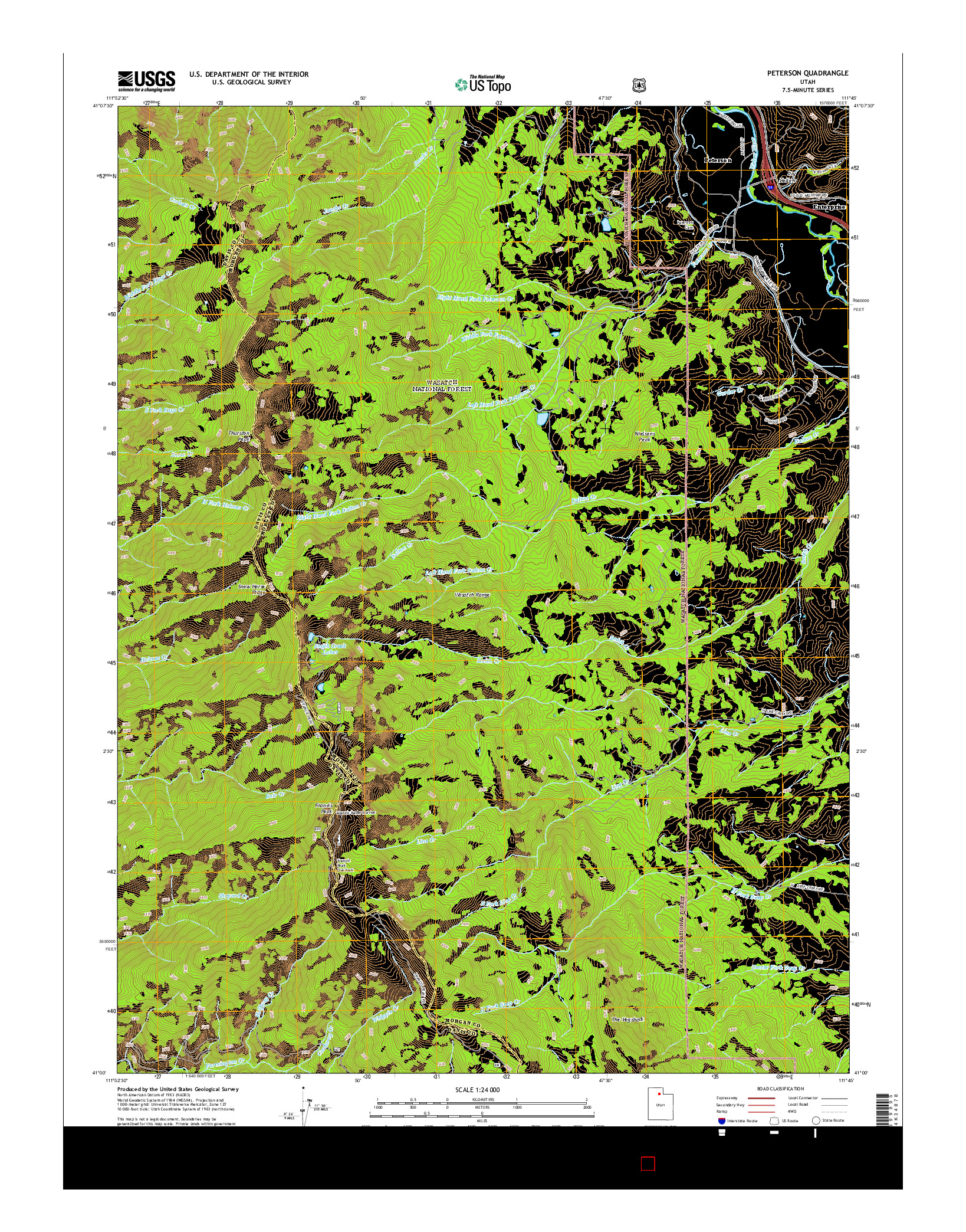 USGS US TOPO 7.5-MINUTE MAP FOR PETERSON, UT 2014