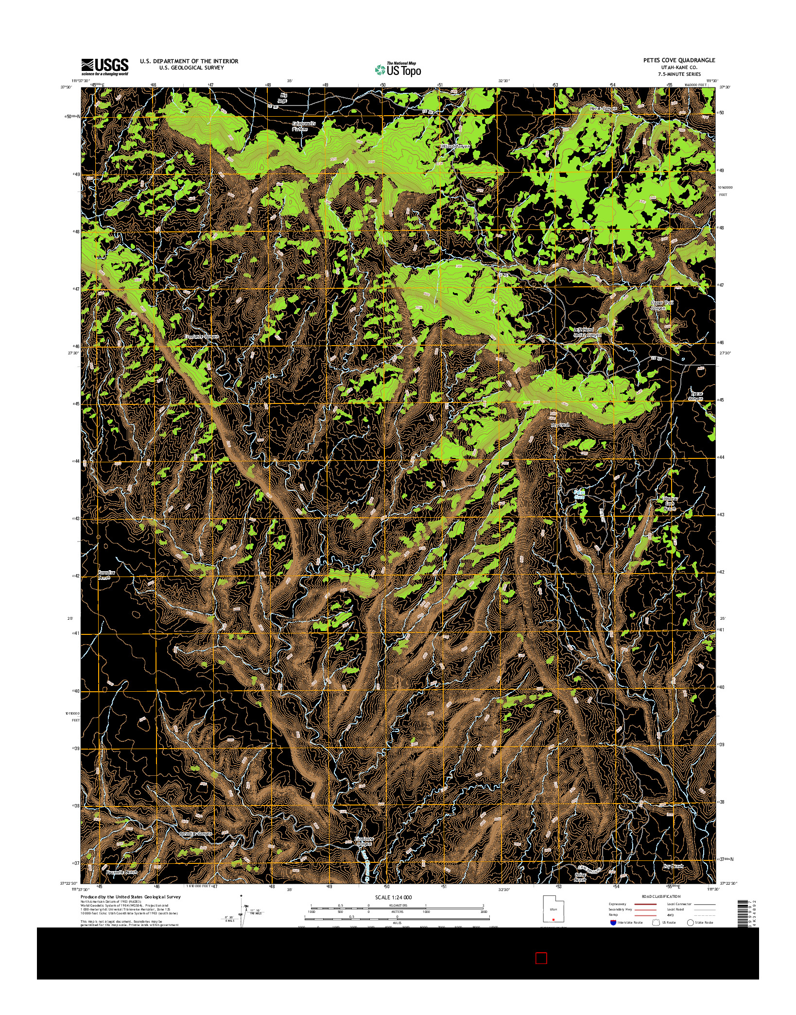 USGS US TOPO 7.5-MINUTE MAP FOR PETES COVE, UT 2014