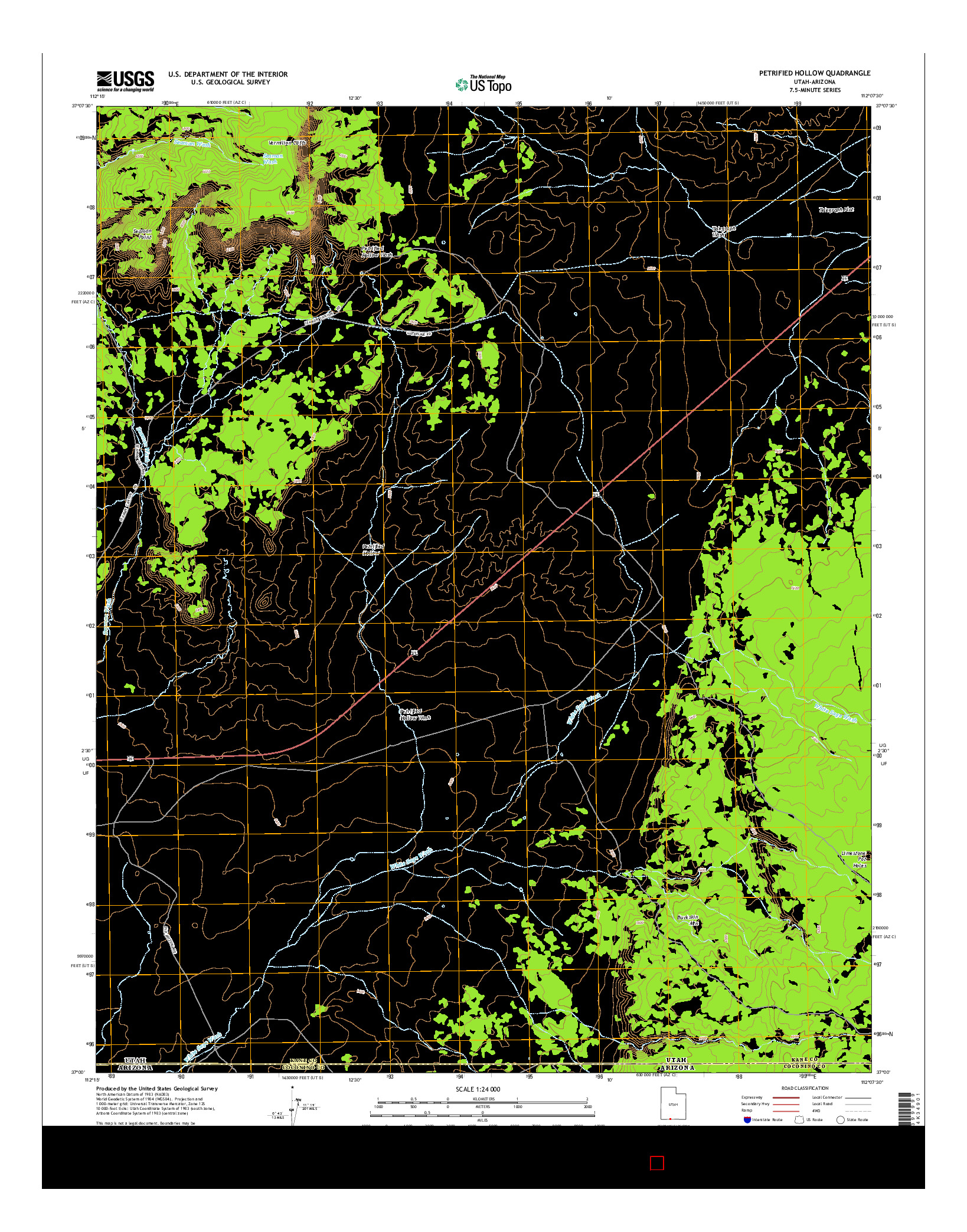 USGS US TOPO 7.5-MINUTE MAP FOR PETRIFIED HOLLOW, UT-AZ 2014