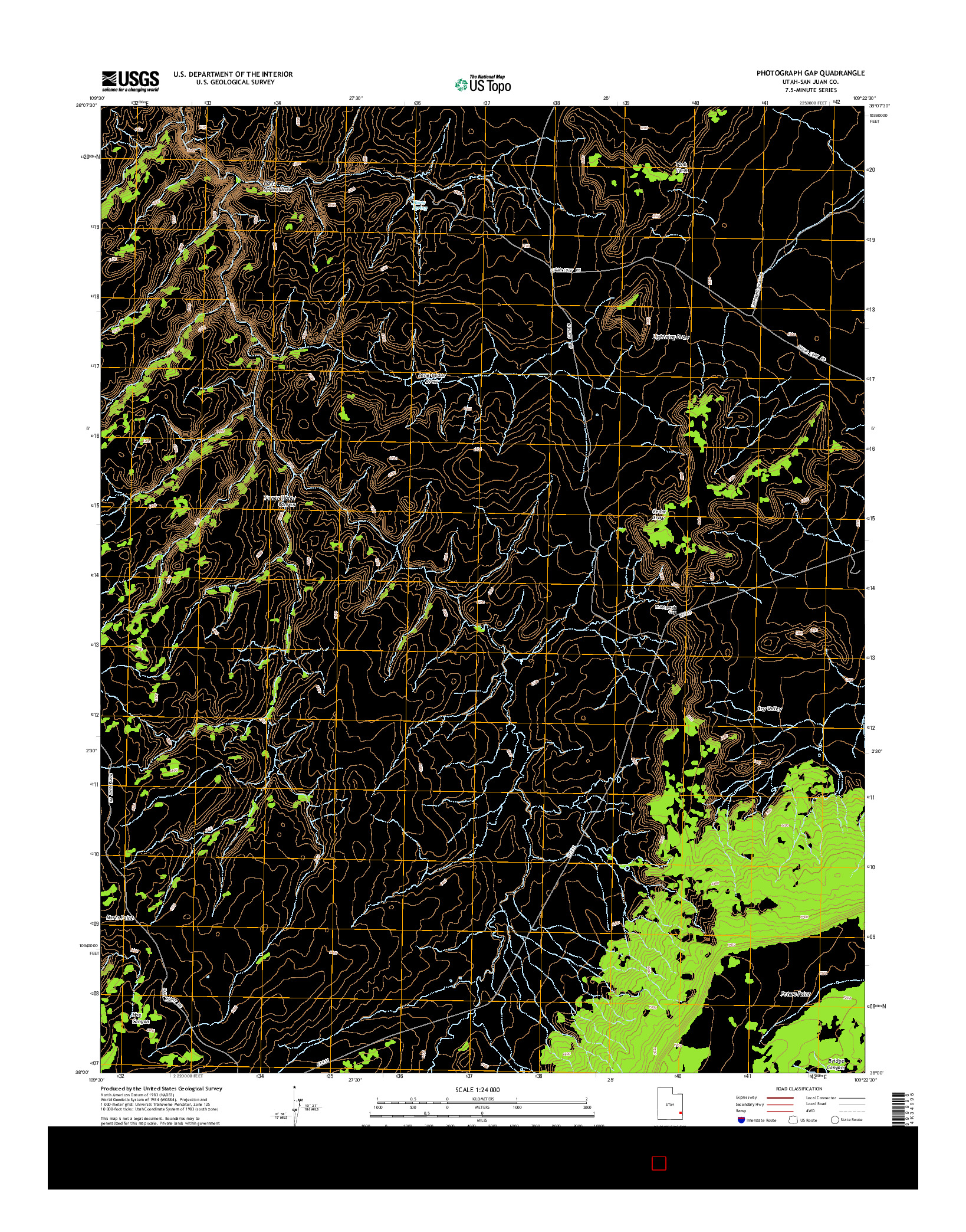 USGS US TOPO 7.5-MINUTE MAP FOR PHOTOGRAPH GAP, UT 2014