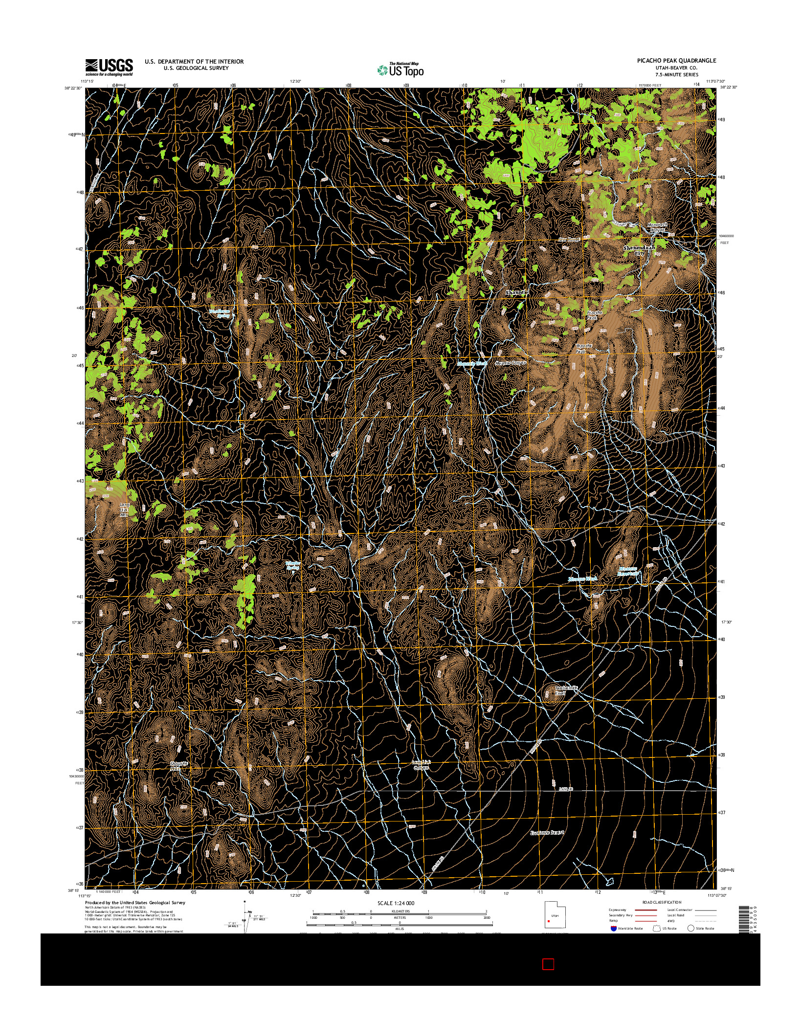 USGS US TOPO 7.5-MINUTE MAP FOR PICACHO PEAK, UT 2014