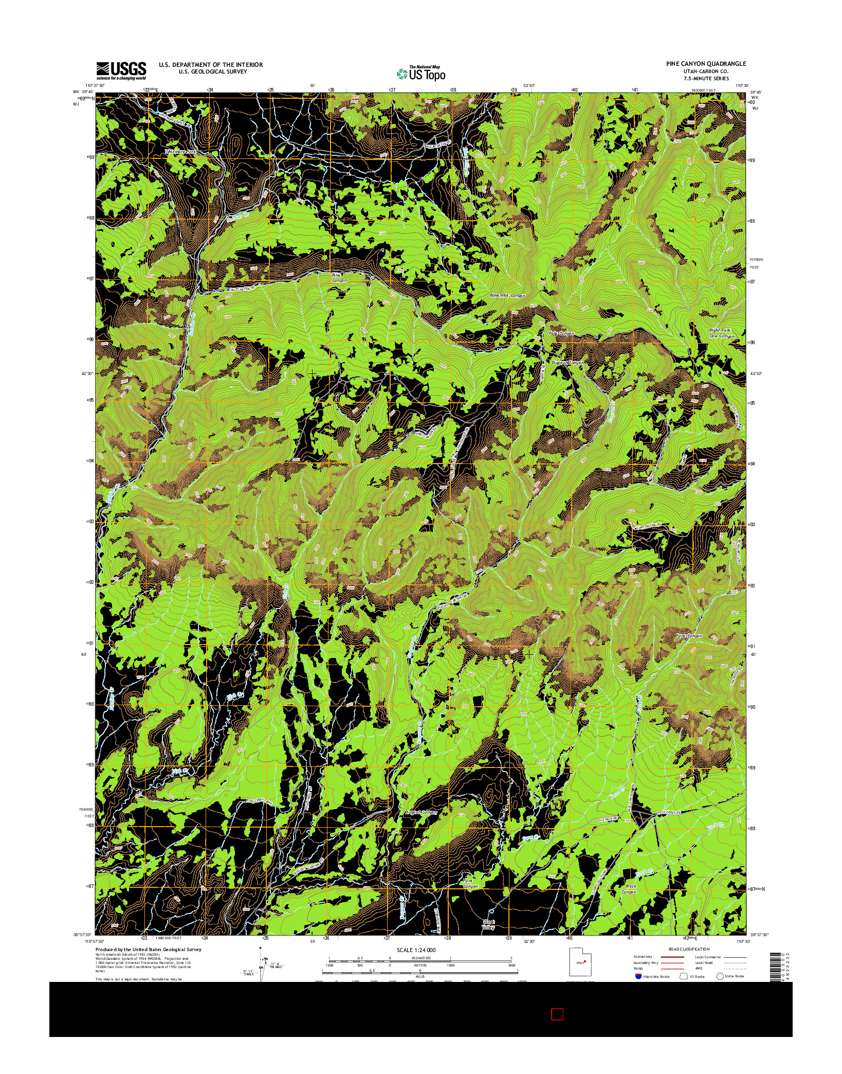 USGS US TOPO 7.5-MINUTE MAP FOR PINE CANYON, UT 2014