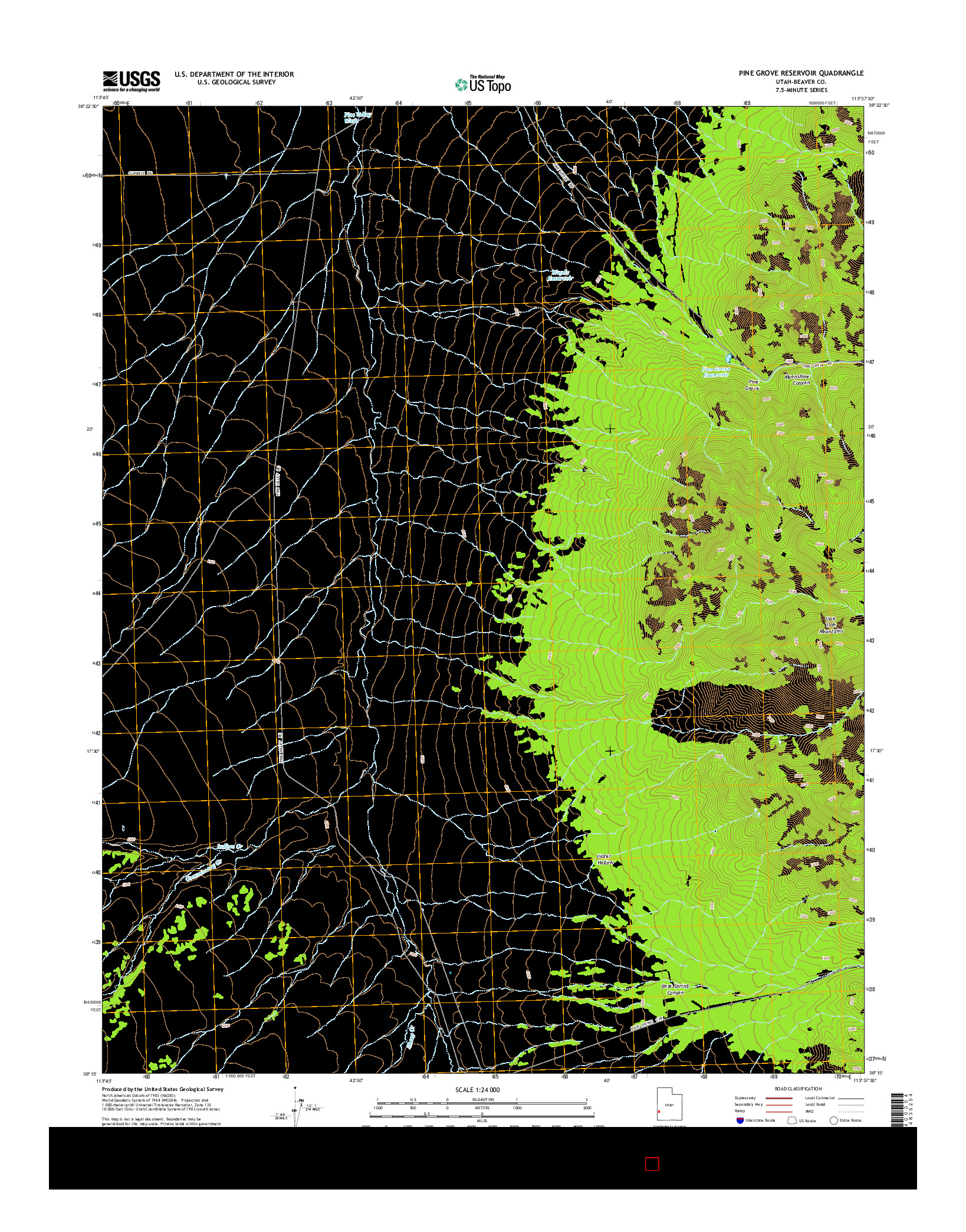 USGS US TOPO 7.5-MINUTE MAP FOR PINE GROVE RESERVOIR, UT 2014