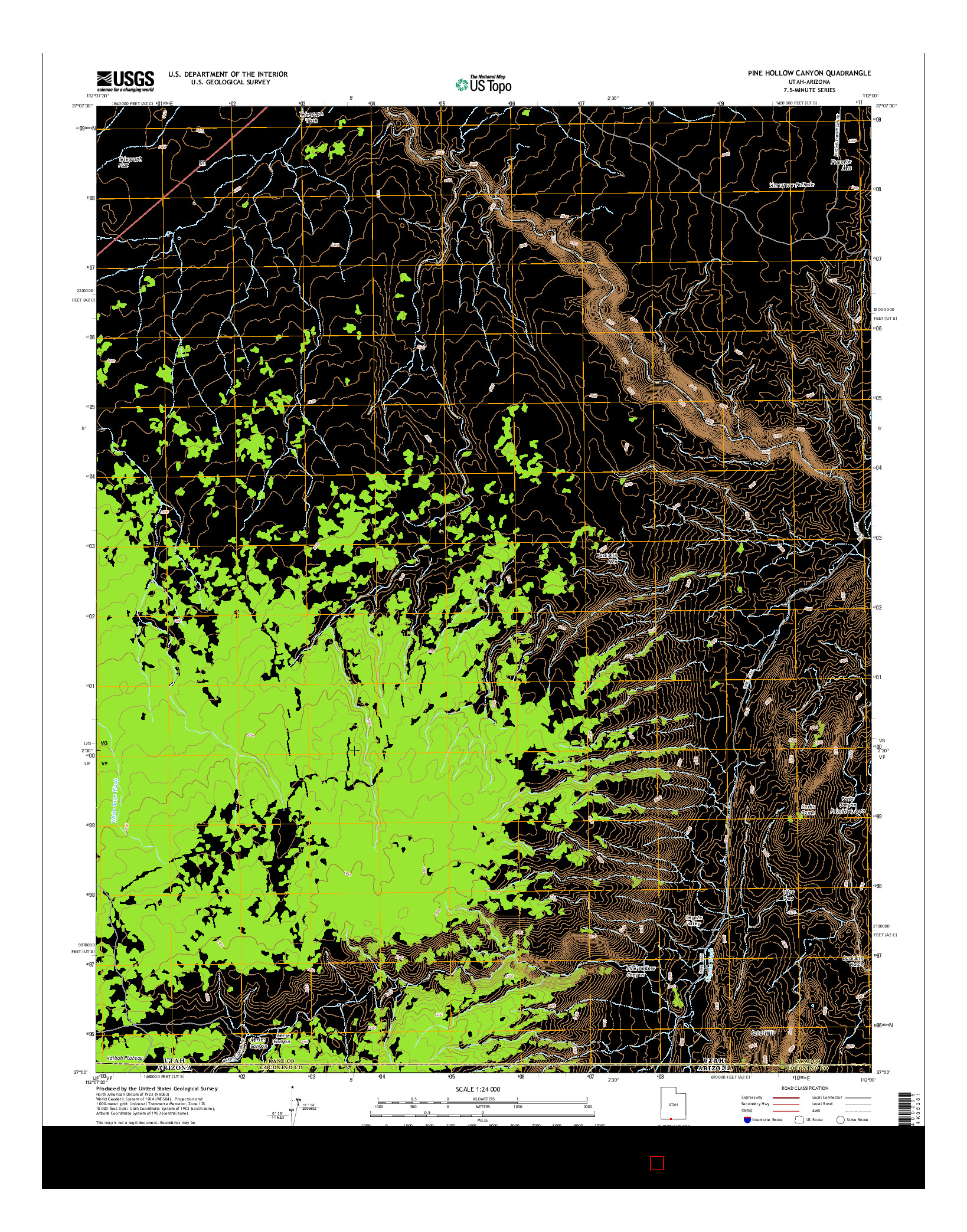 USGS US TOPO 7.5-MINUTE MAP FOR PINE HOLLOW CANYON, UT-AZ 2014
