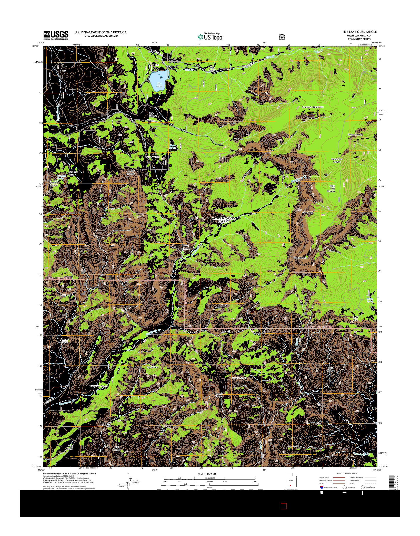 USGS US TOPO 7.5-MINUTE MAP FOR PINE LAKE, UT 2014