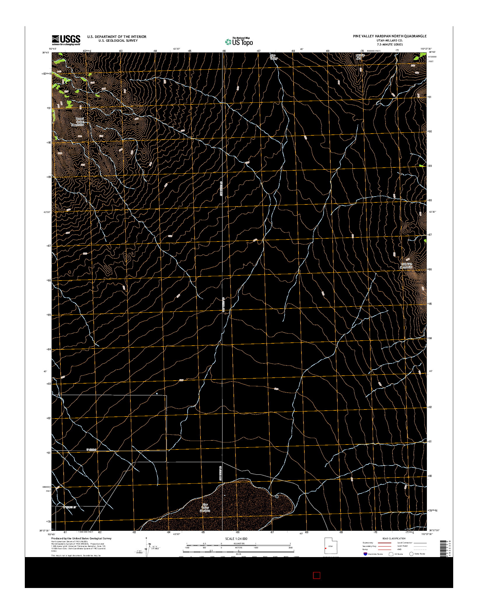 USGS US TOPO 7.5-MINUTE MAP FOR PINE VALLEY HARDPAN NORTH, UT 2014