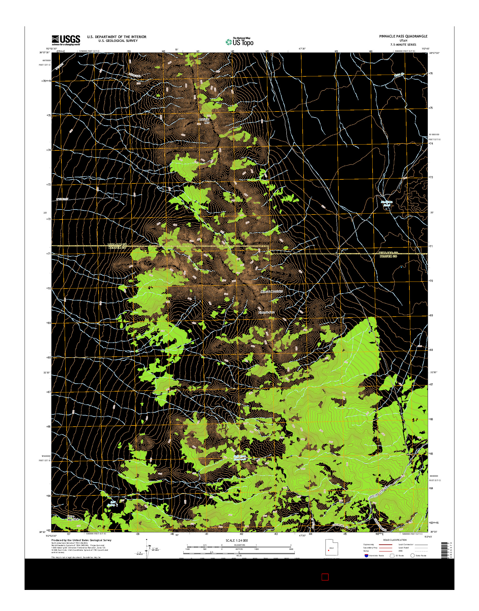 USGS US TOPO 7.5-MINUTE MAP FOR PINNACLE PASS, UT 2014