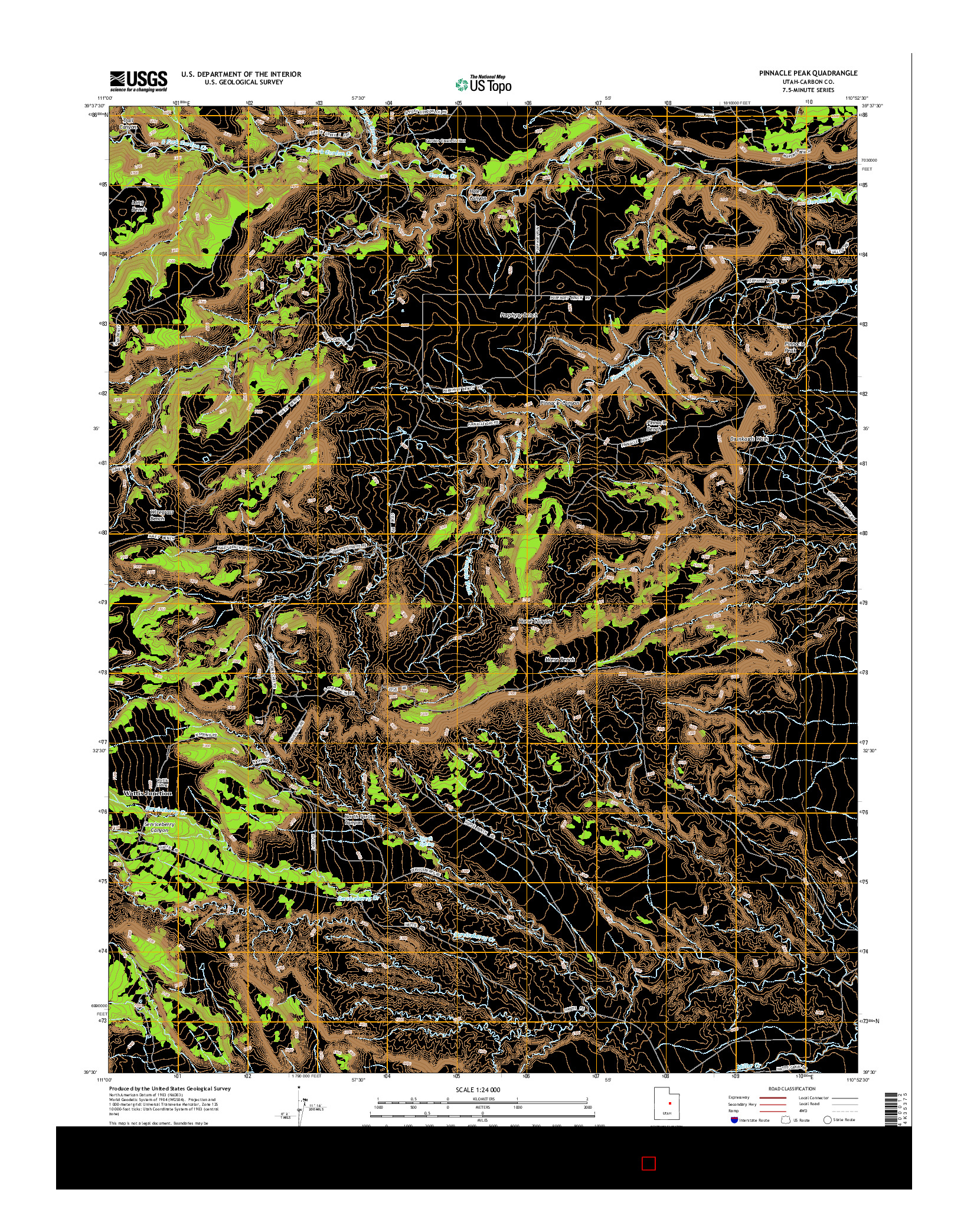 USGS US TOPO 7.5-MINUTE MAP FOR PINNACLE PEAK, UT 2014
