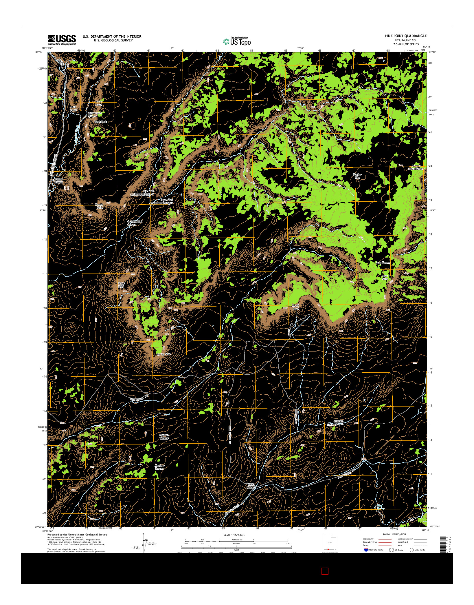 USGS US TOPO 7.5-MINUTE MAP FOR PINE POINT, UT 2014