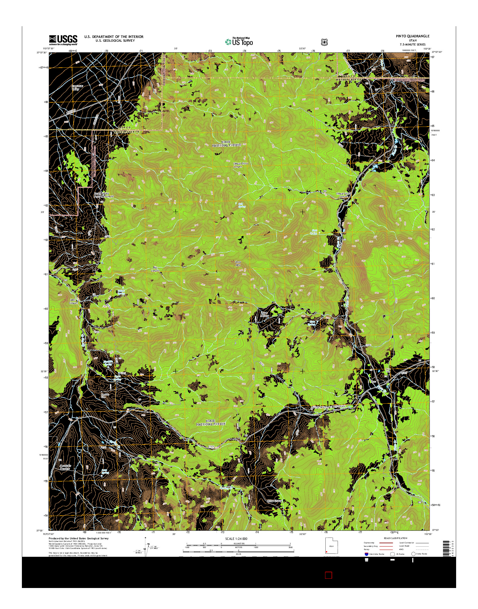 USGS US TOPO 7.5-MINUTE MAP FOR PINTO, UT 2014
