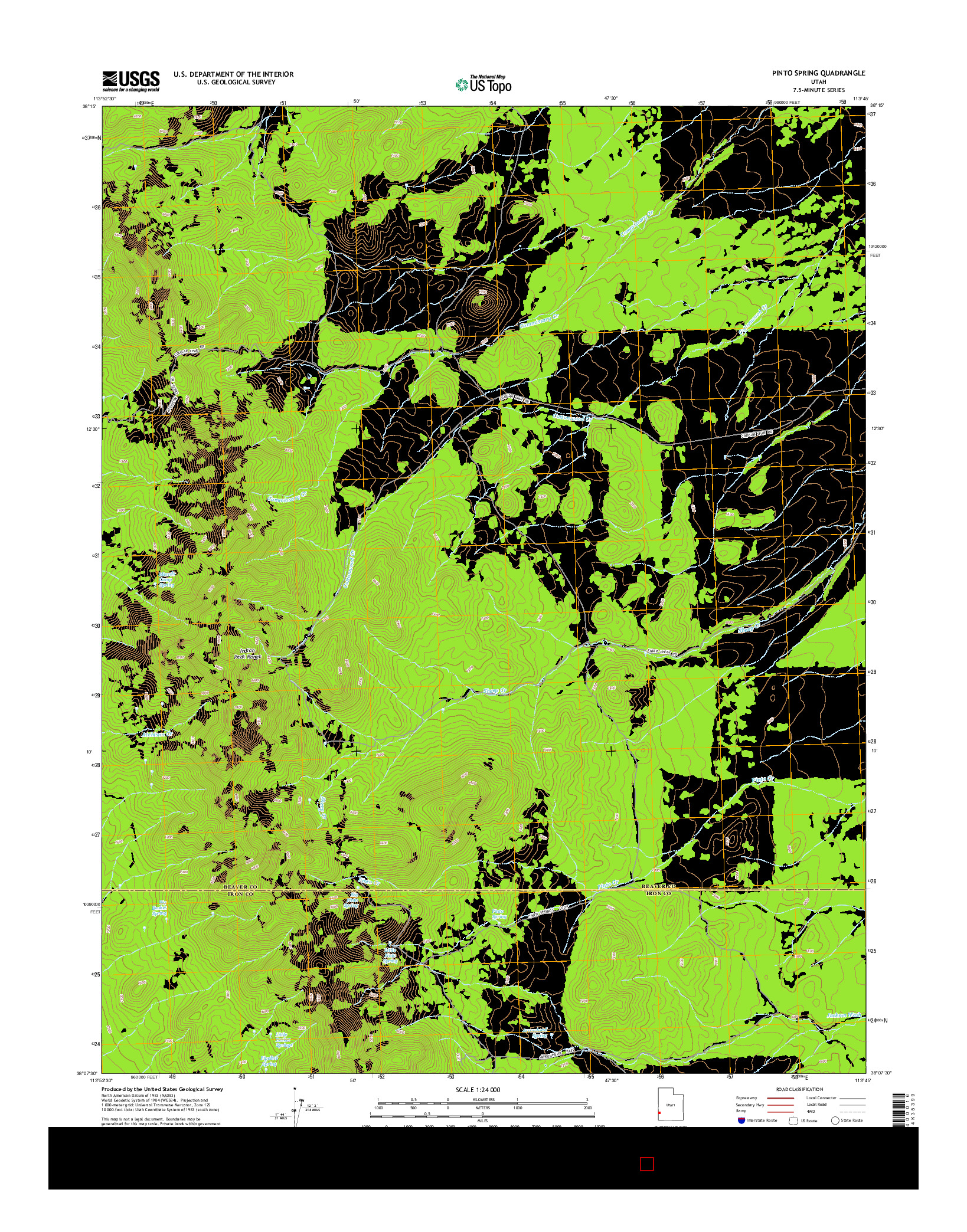 USGS US TOPO 7.5-MINUTE MAP FOR PINTO SPRING, UT 2014