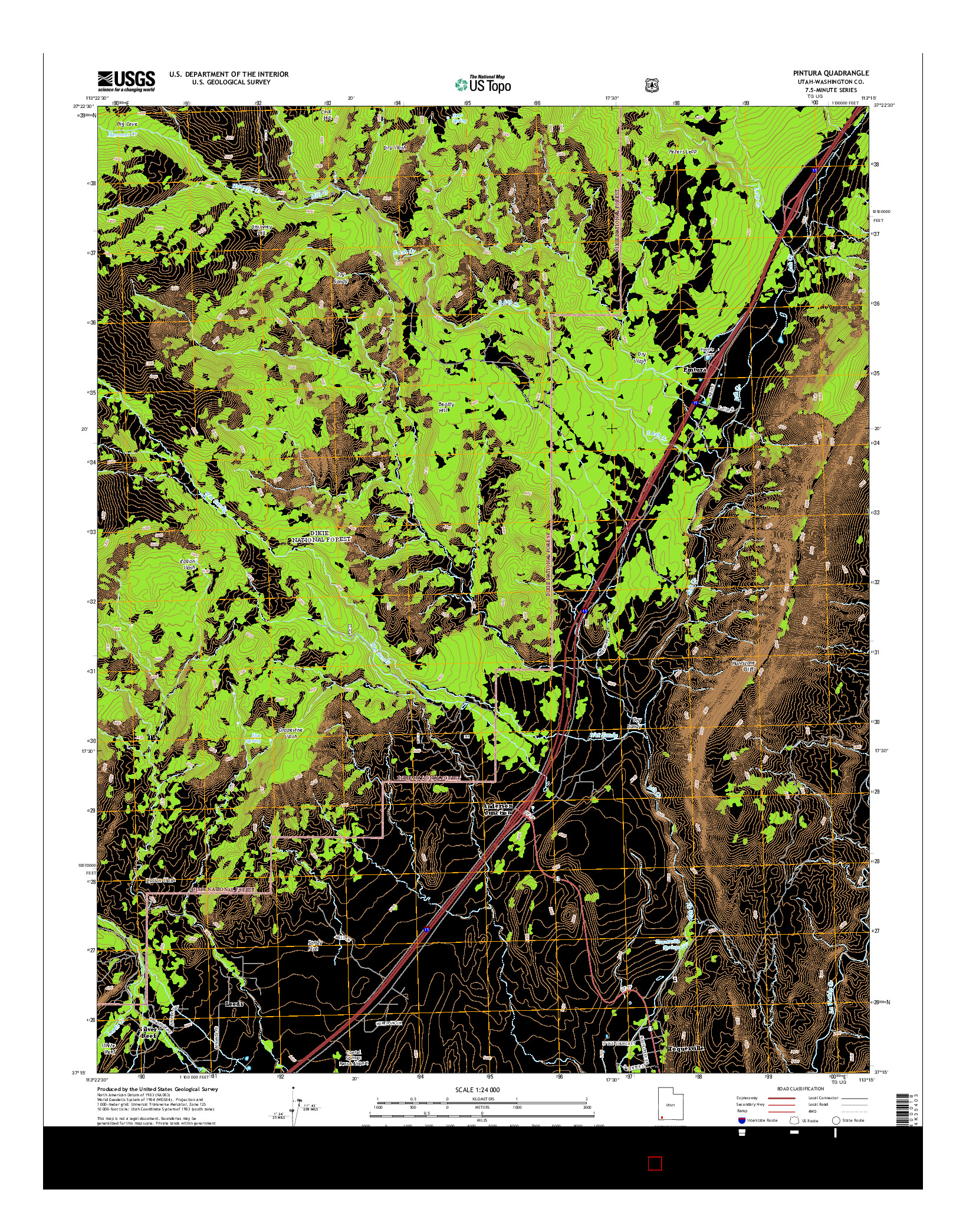 USGS US TOPO 7.5-MINUTE MAP FOR PINTURA, UT 2014