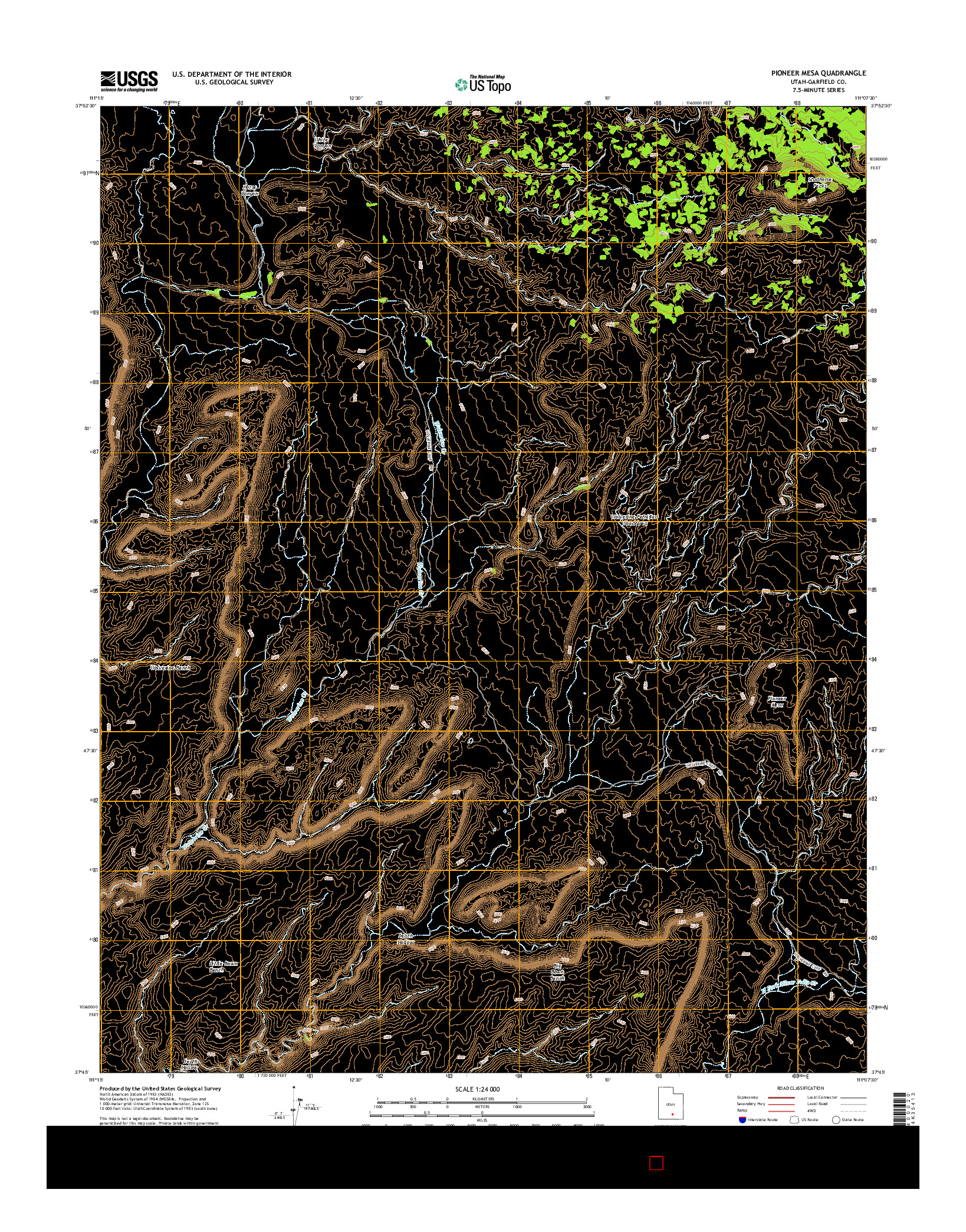 USGS US TOPO 7.5-MINUTE MAP FOR PIONEER MESA, UT 2014