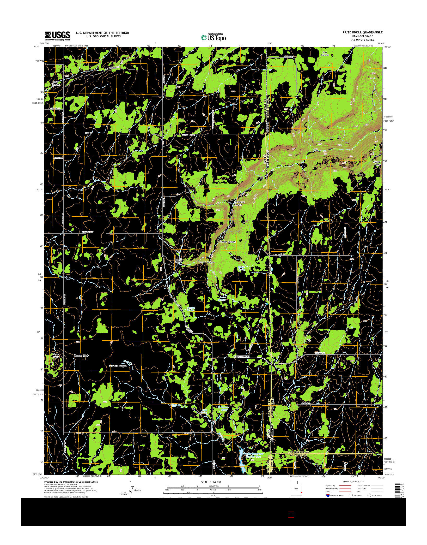 USGS US TOPO 7.5-MINUTE MAP FOR PIUTE KNOLL, UT-CO 2014